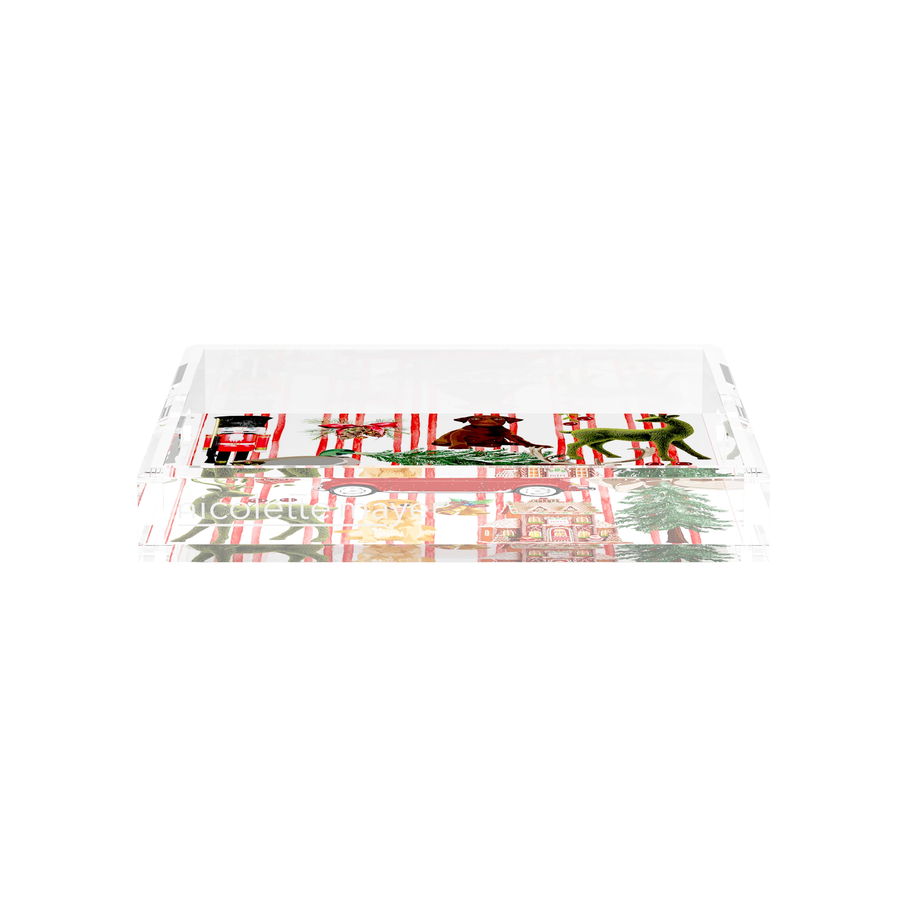 Ultimate Christmas Stripe 12X12 Acrylic Tray - nicolettemayer.com
