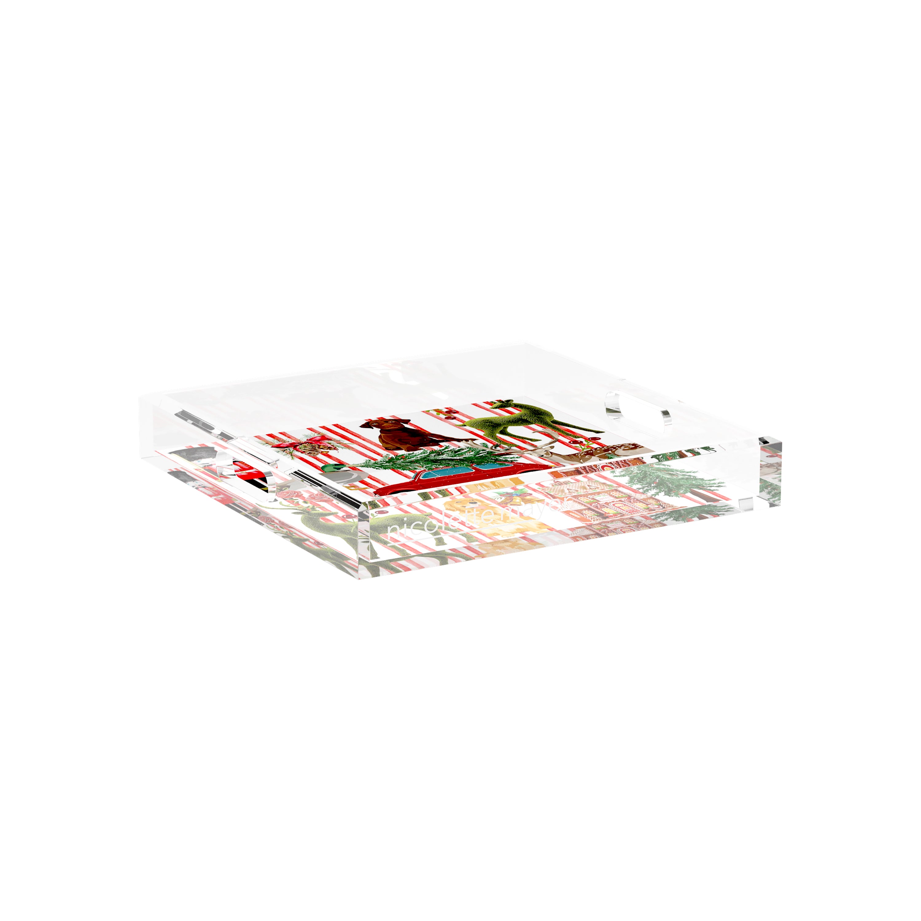 Ultimate Christmas Stripe 12X12 Acrylic Tray - nicolettemayer.com