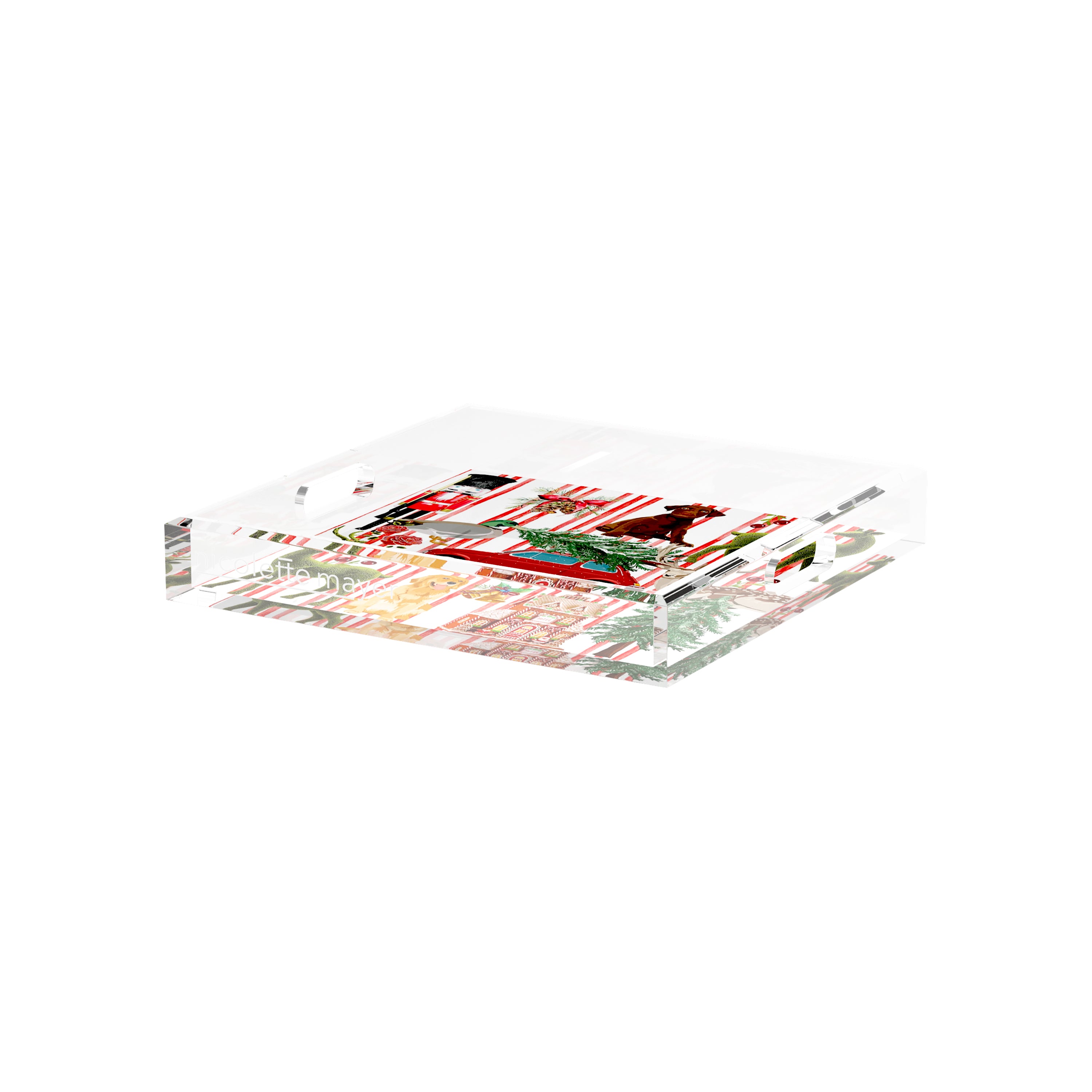Ultimate Christmas Stripe 12X12 Acrylic Tray - nicolettemayer.com