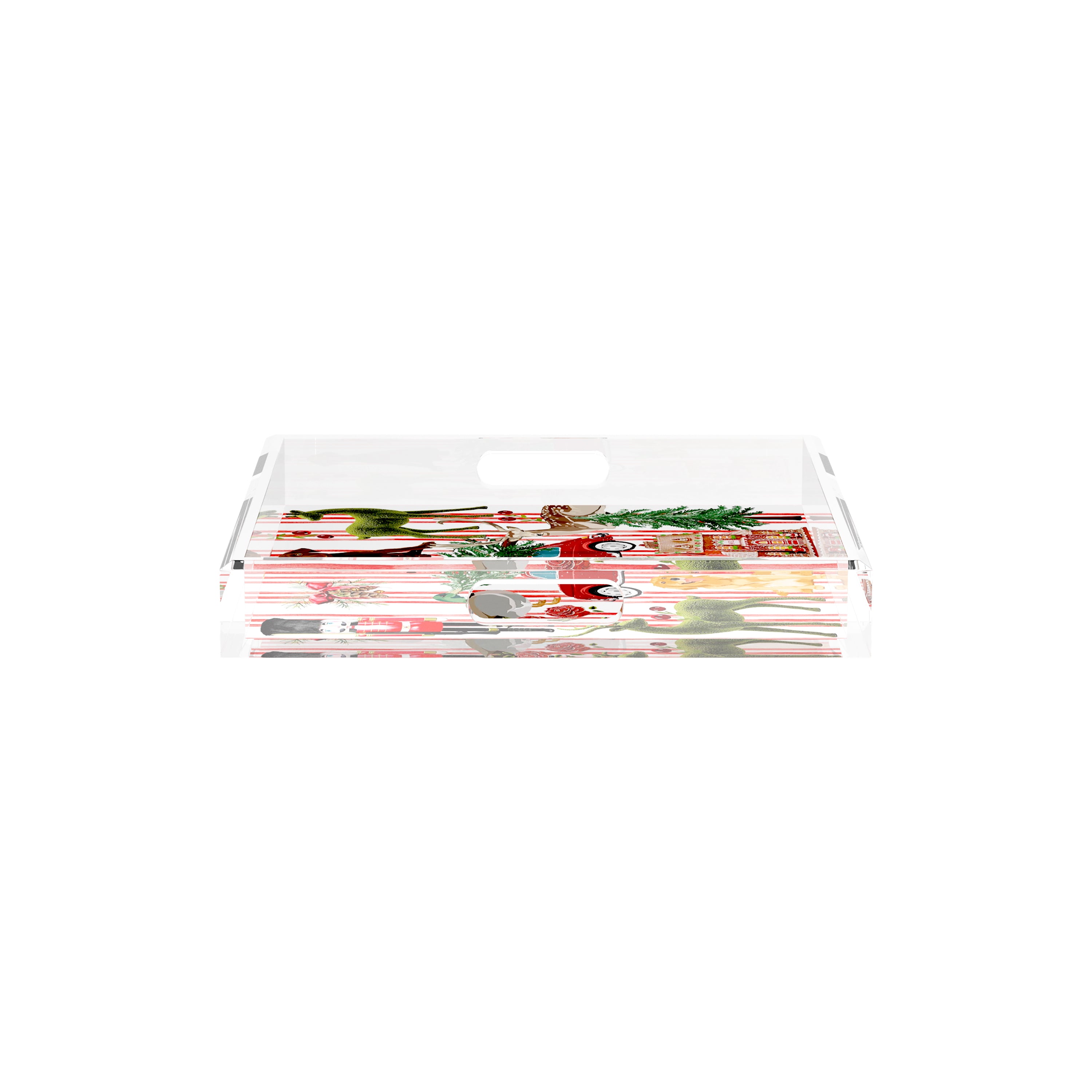 Ultimate Christmas Stripe 12X12 Acrylic Tray - nicolettemayer.com