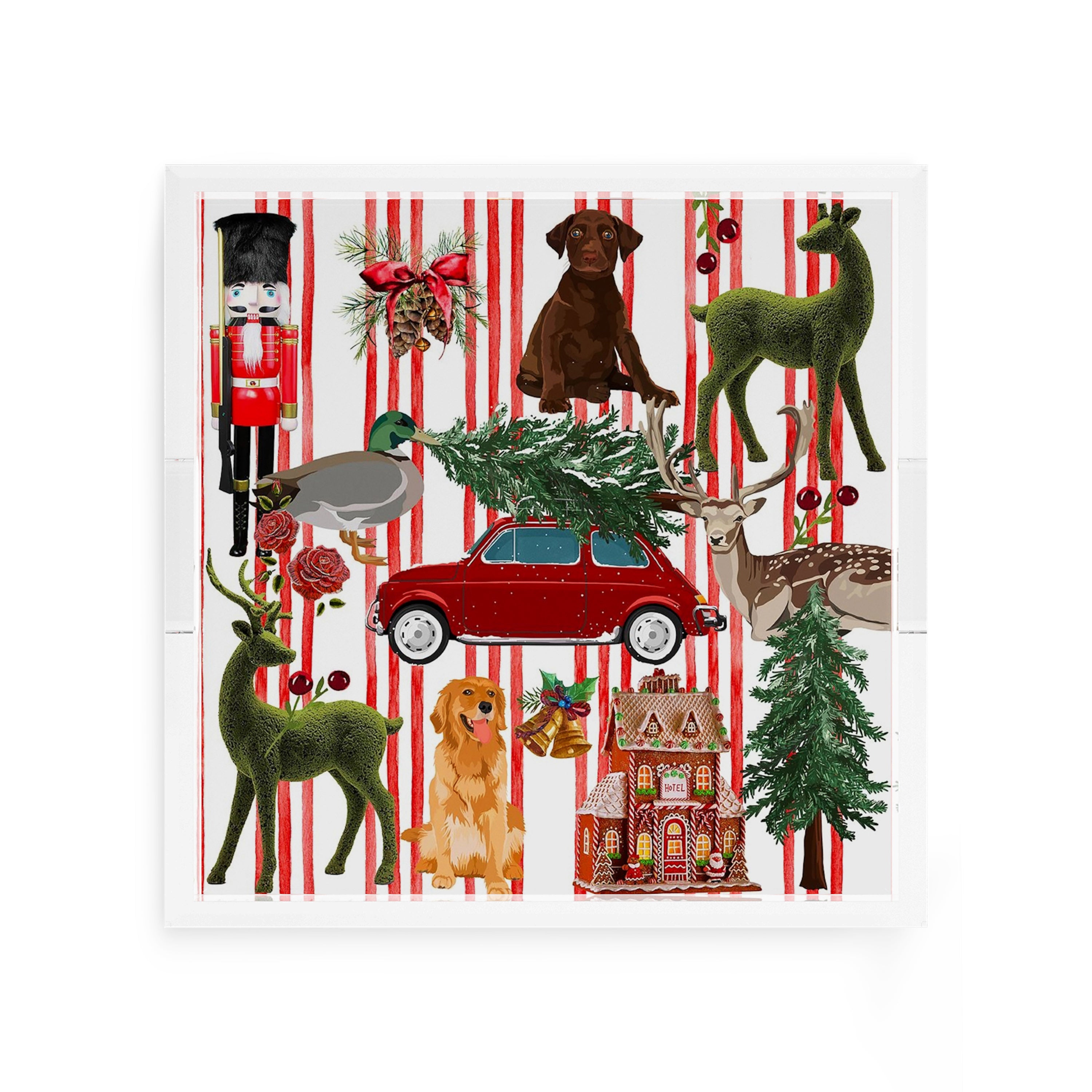 Ultimate Christmas Stripe 12X12 Acrylic Tray - nicolettemayer.com