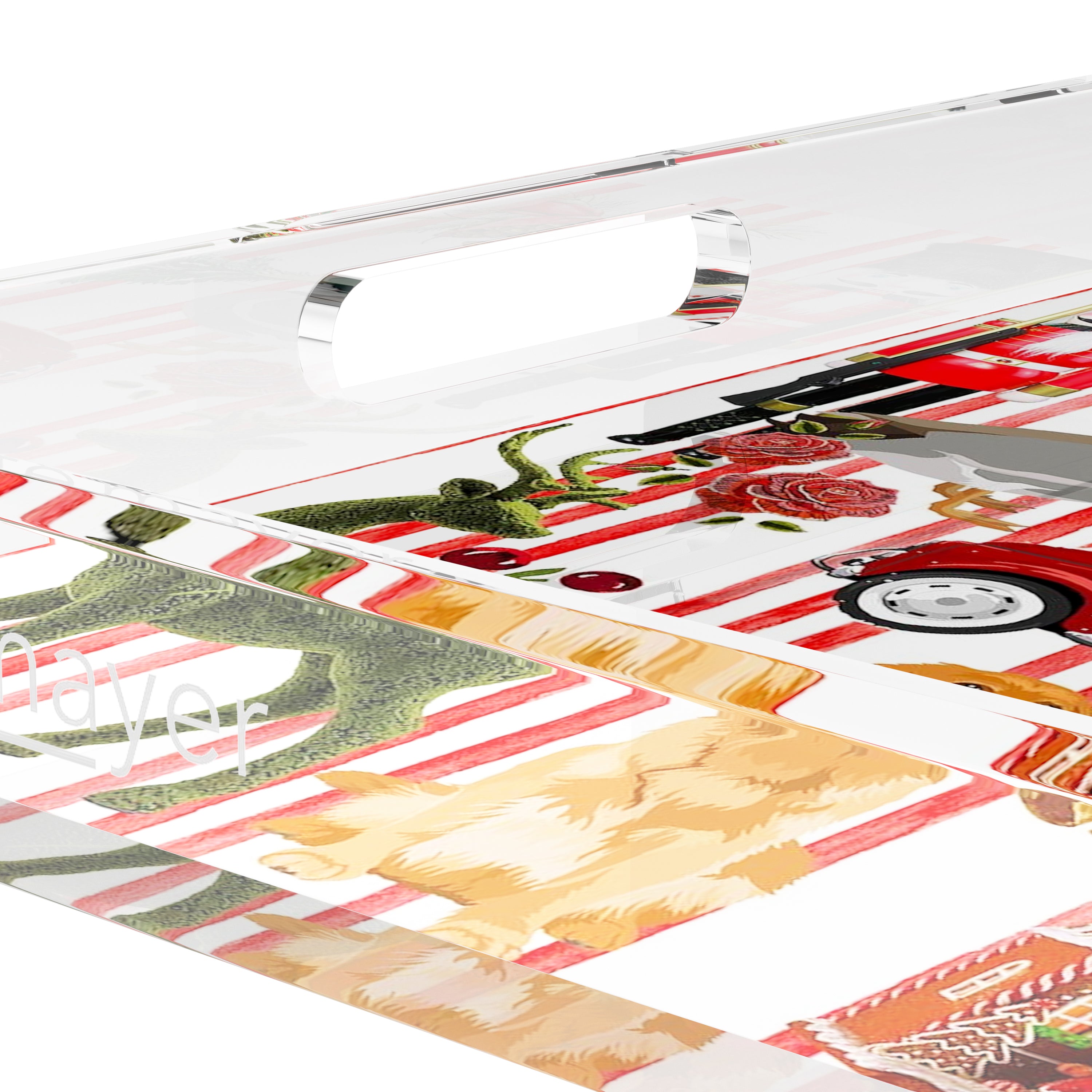 Ultimate Christmas Stripe 12X12 Acrylic Tray - nicolettemayer.com