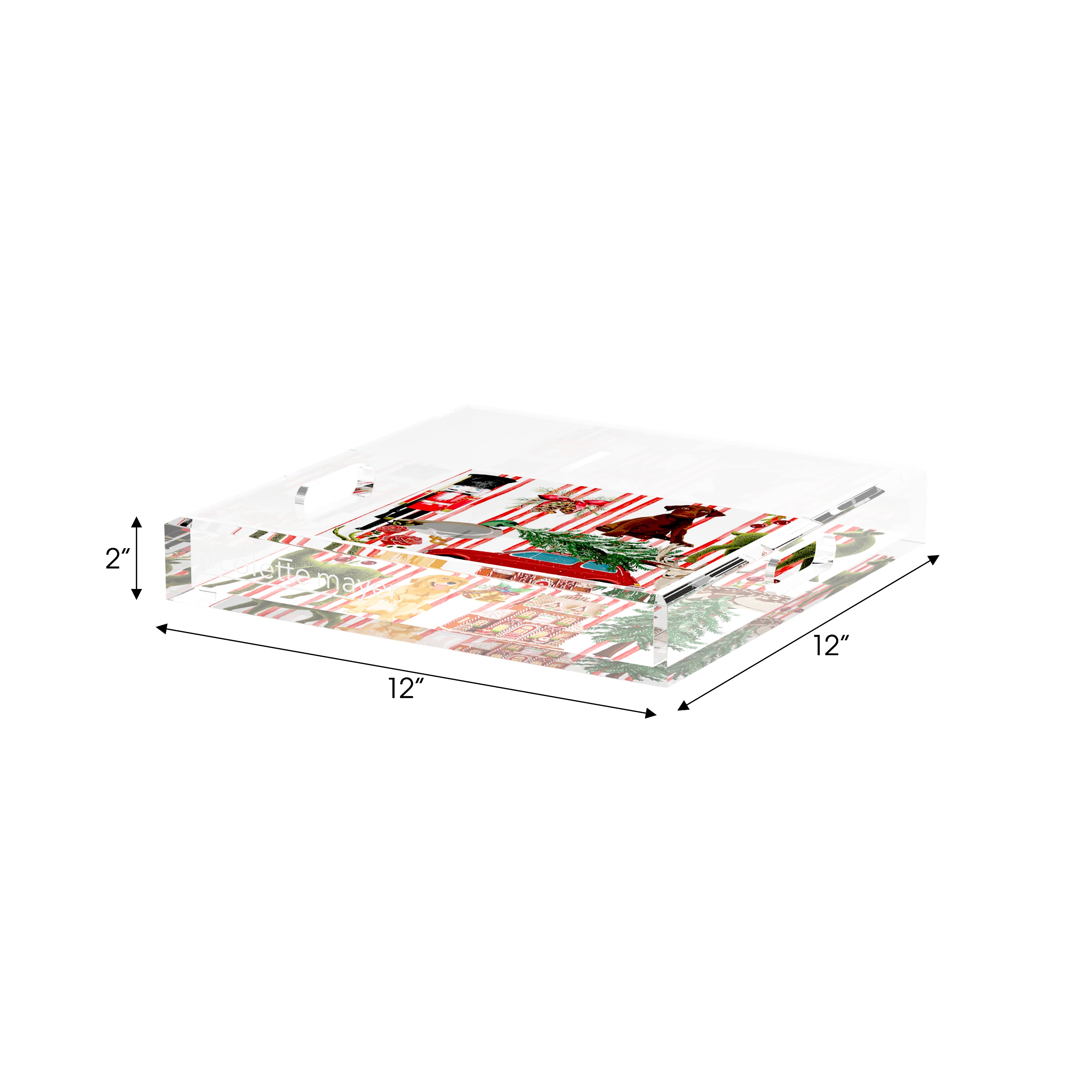 Ultimate Christmas Stripe 12X12 Acrylic Tray - nicolettemayer.com