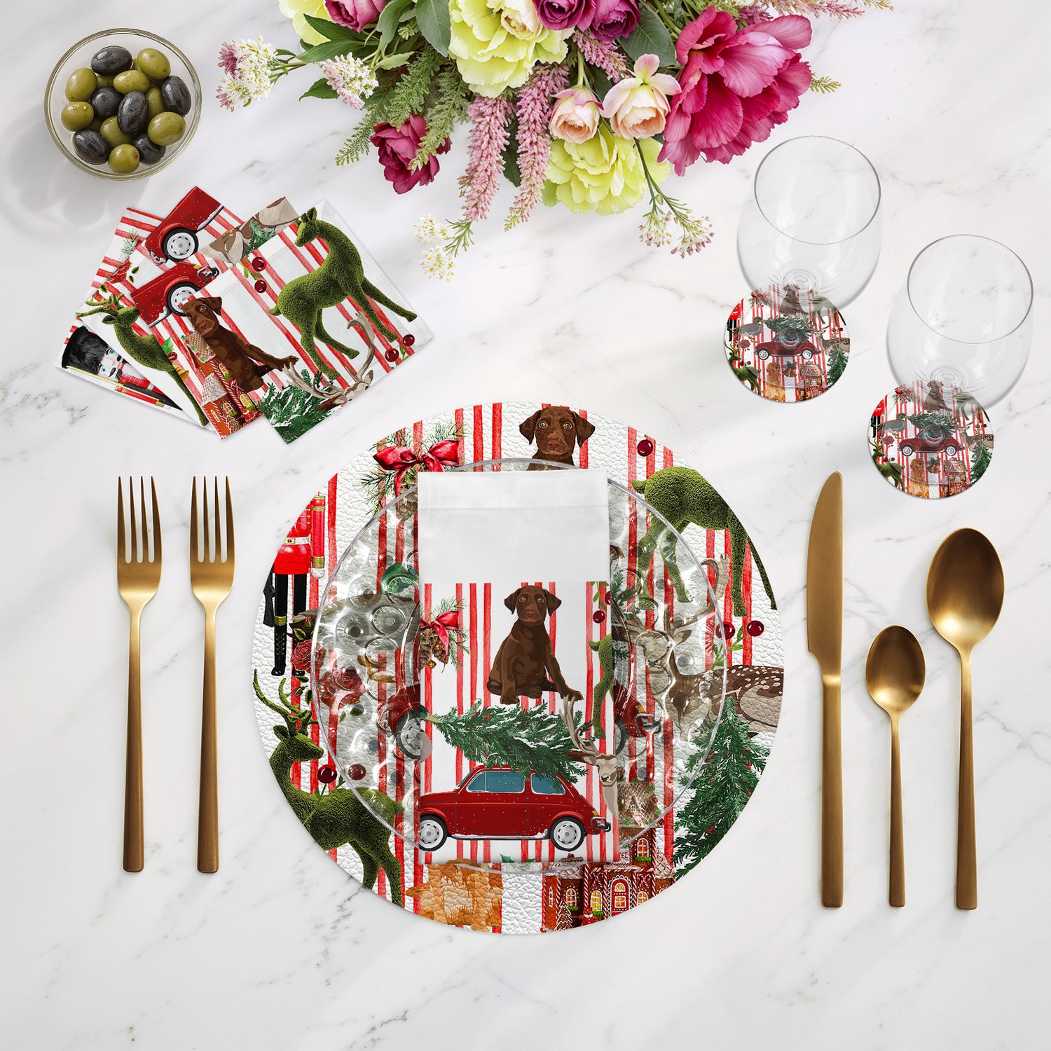 Ultimate Christmas Stripe 16" Placemats - nicolettemayer.com
