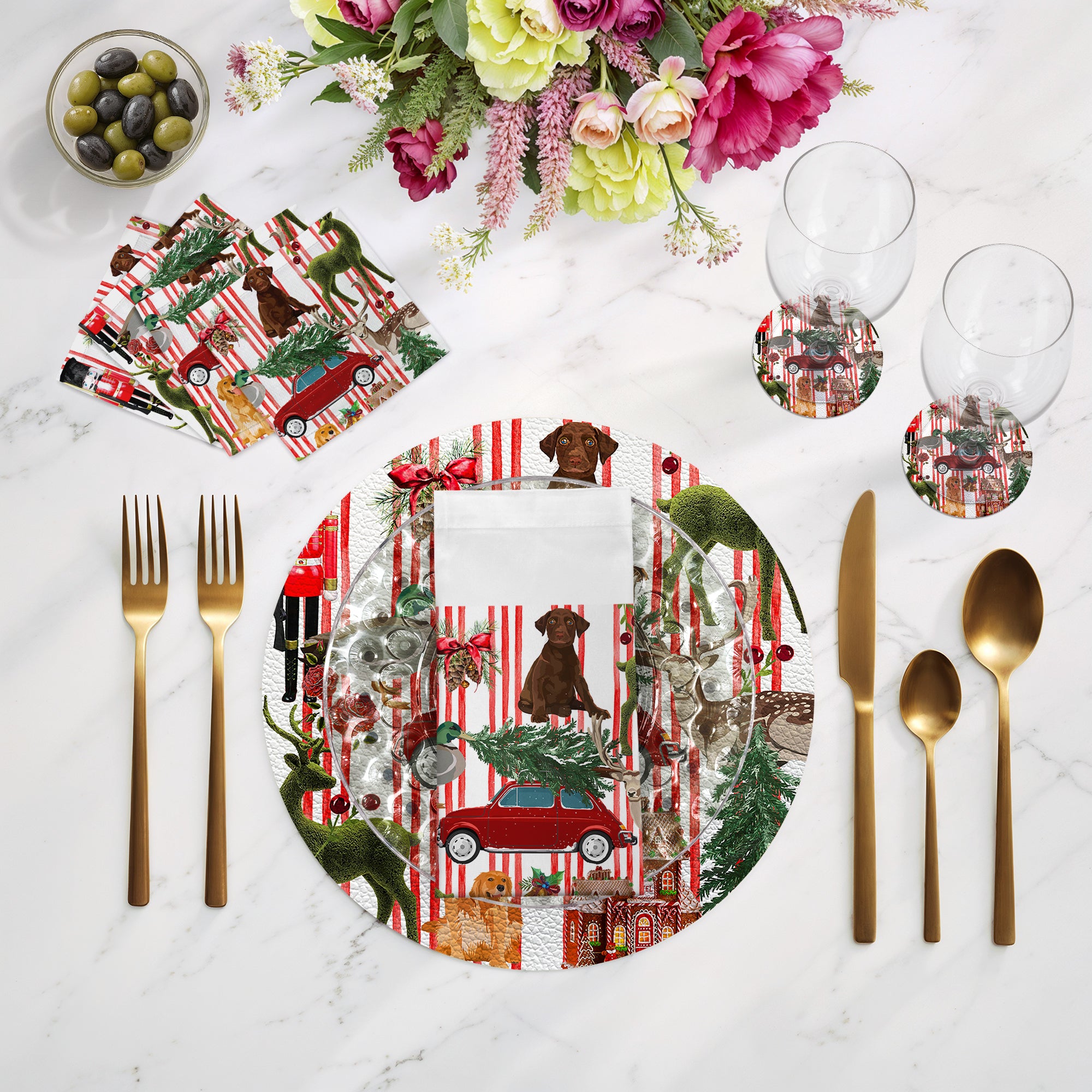 Ultimate Christmas Stripe 22X22 Dinner Napkins - nicolettemayer.com