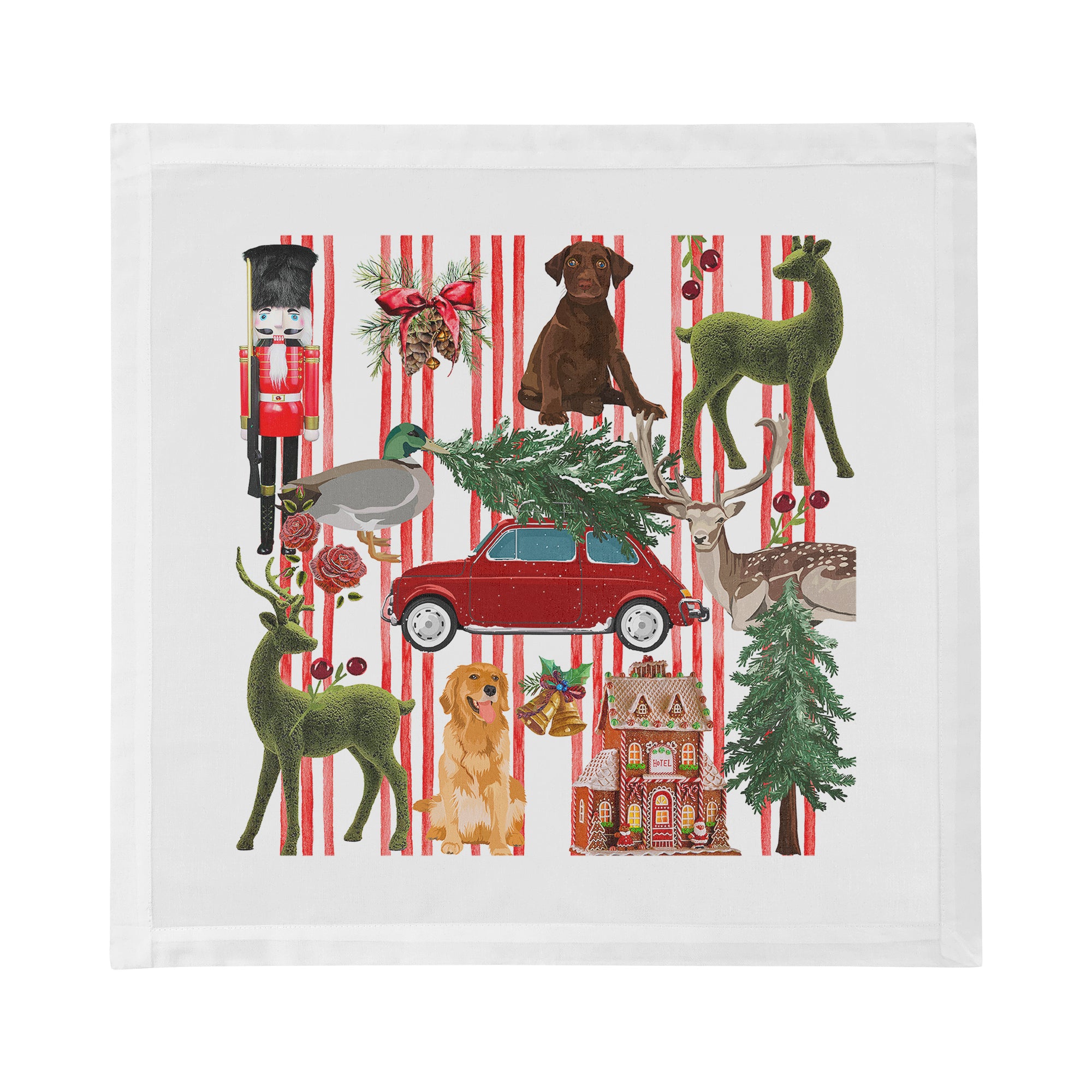 Ultimate Christmas Stripe 22X22 Dinner Napkins - nicolettemayer.com