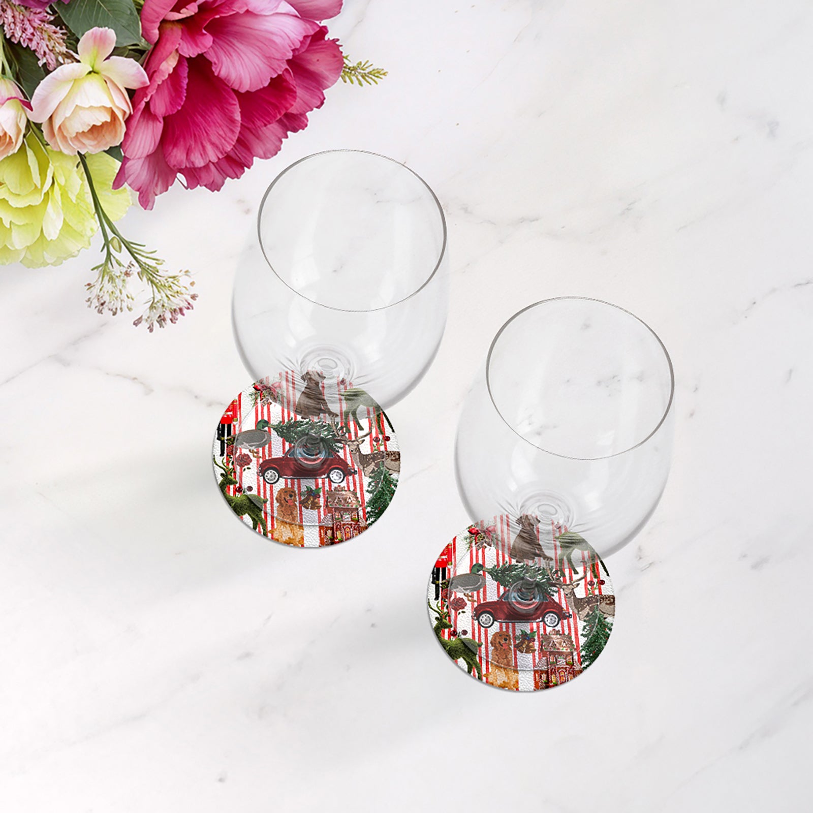 Ultimate Christmas Stripe 4" Coasters - nicolettemayer.com