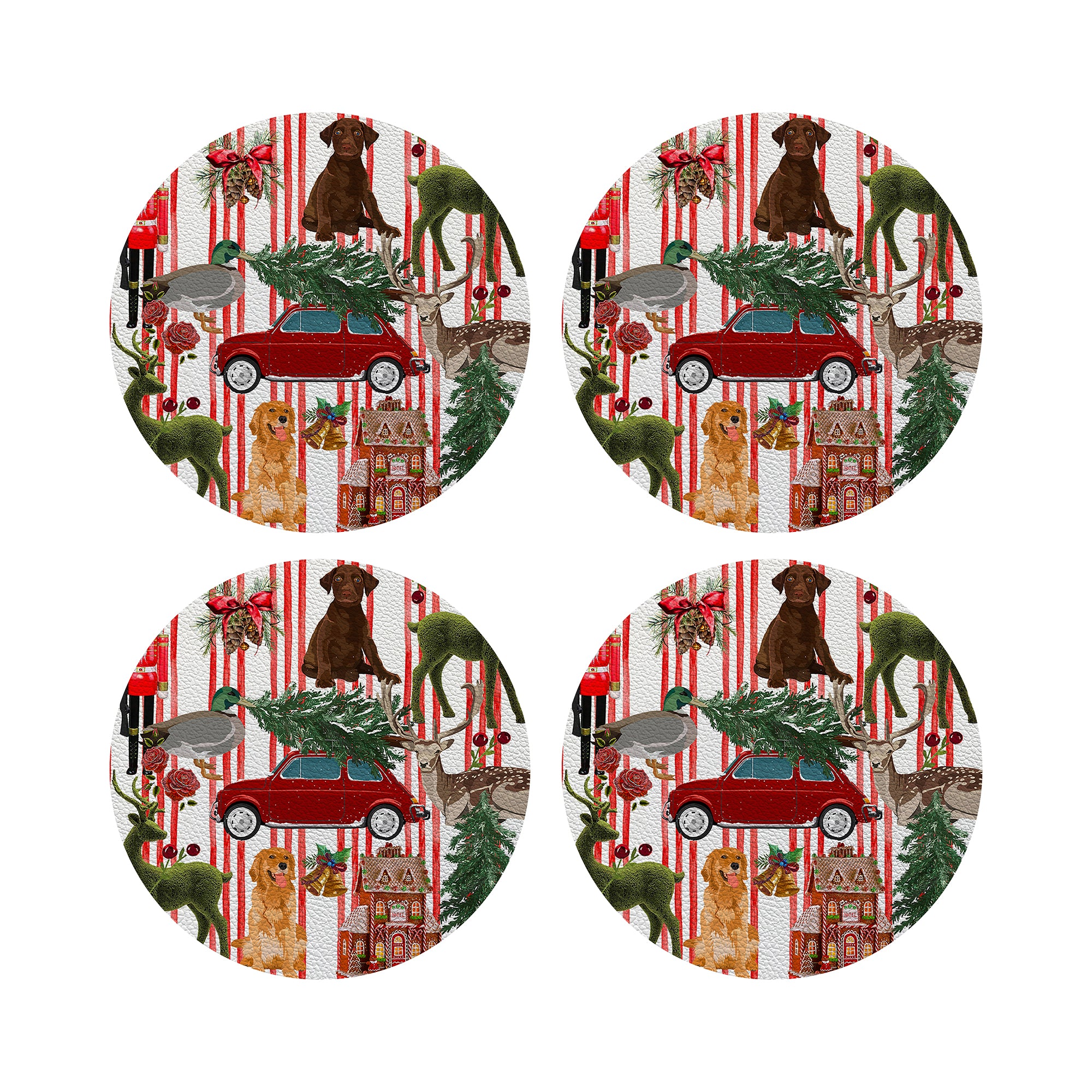 Ultimate Christmas Stripe 4" Coasters - nicolettemayer.com