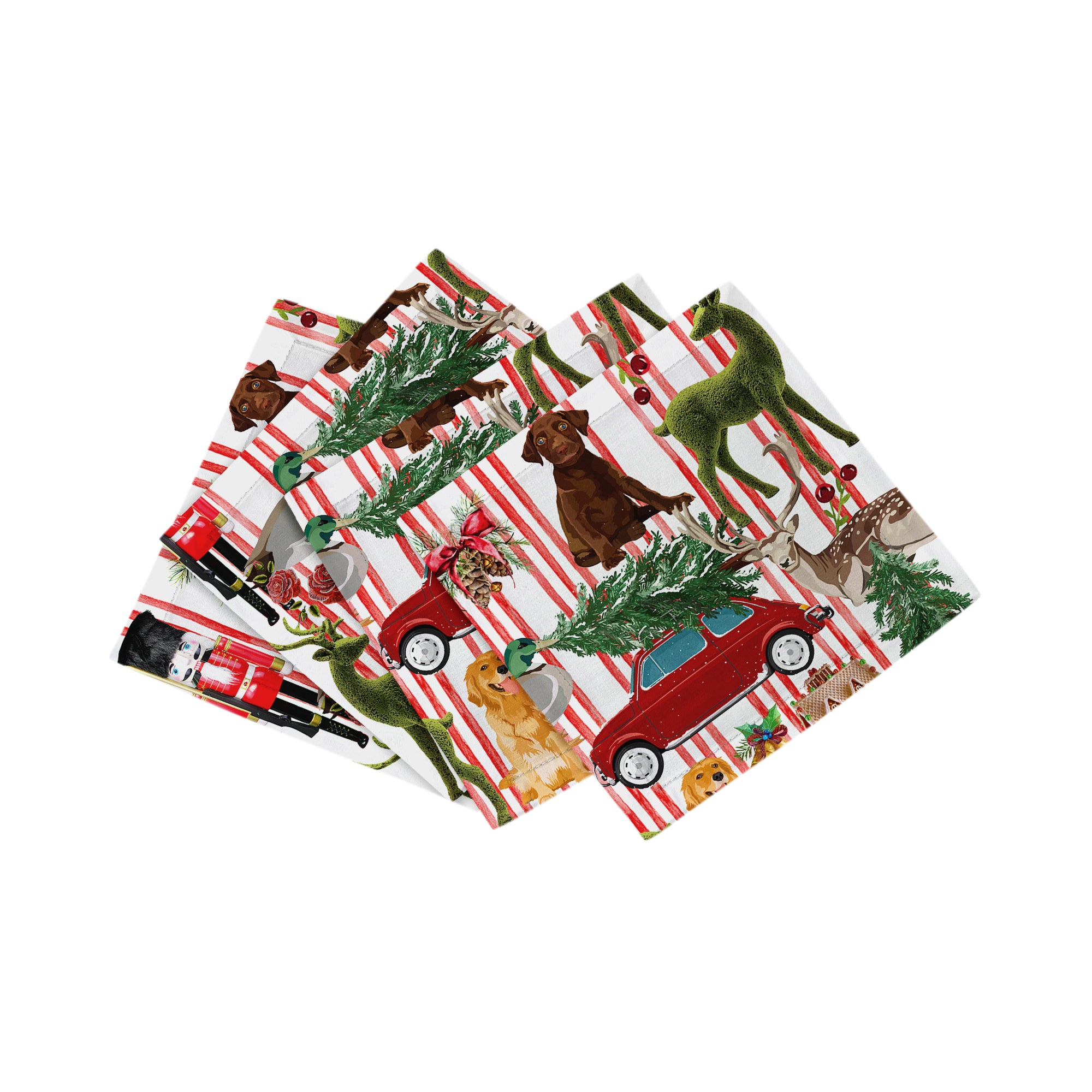Ultimate Christmas Stripe 6X6 Cocktail Napkins - nicolettemayer.com