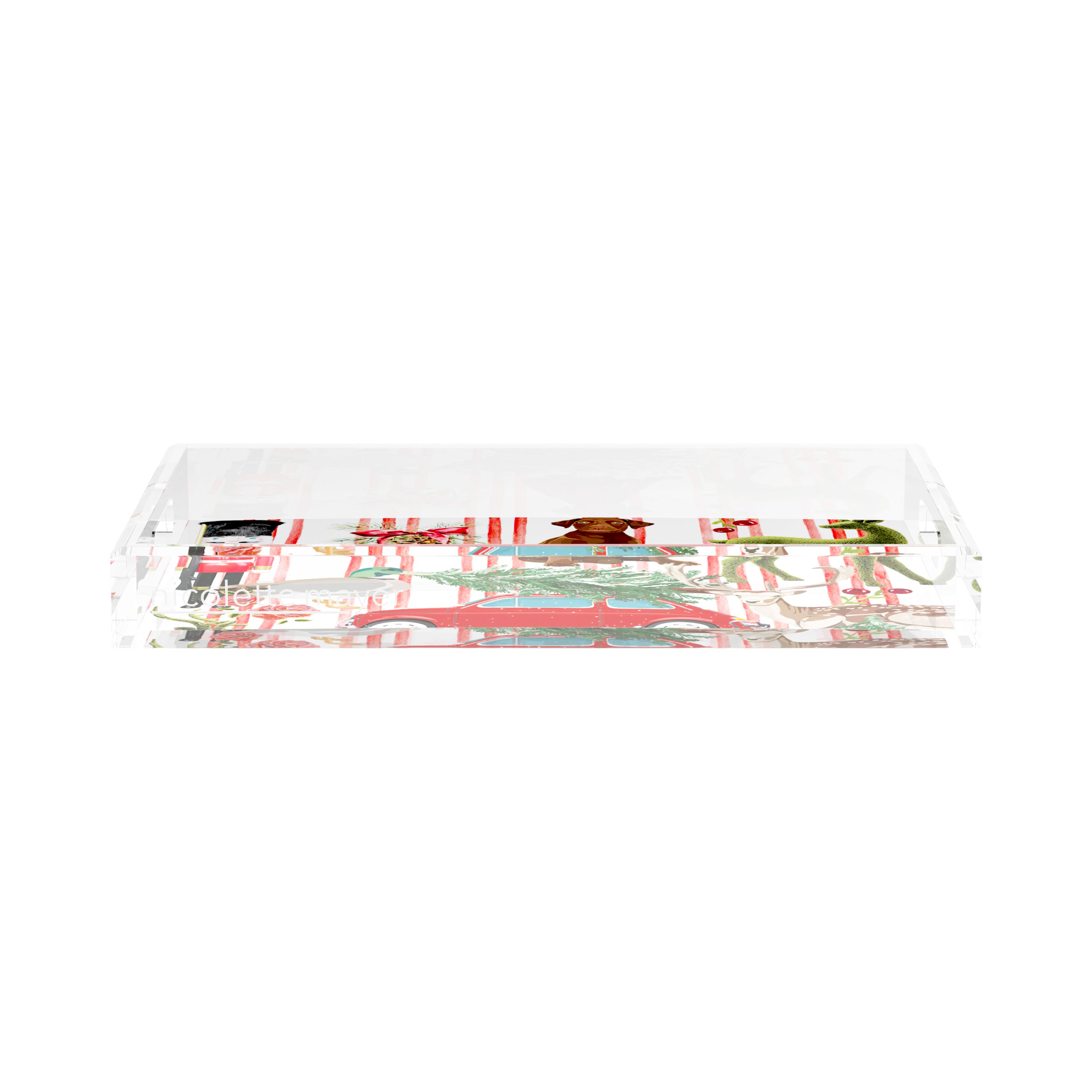 Ultimate Christmas Stripe 17X10.5 Acrylic Tray - nicolettemayer.com