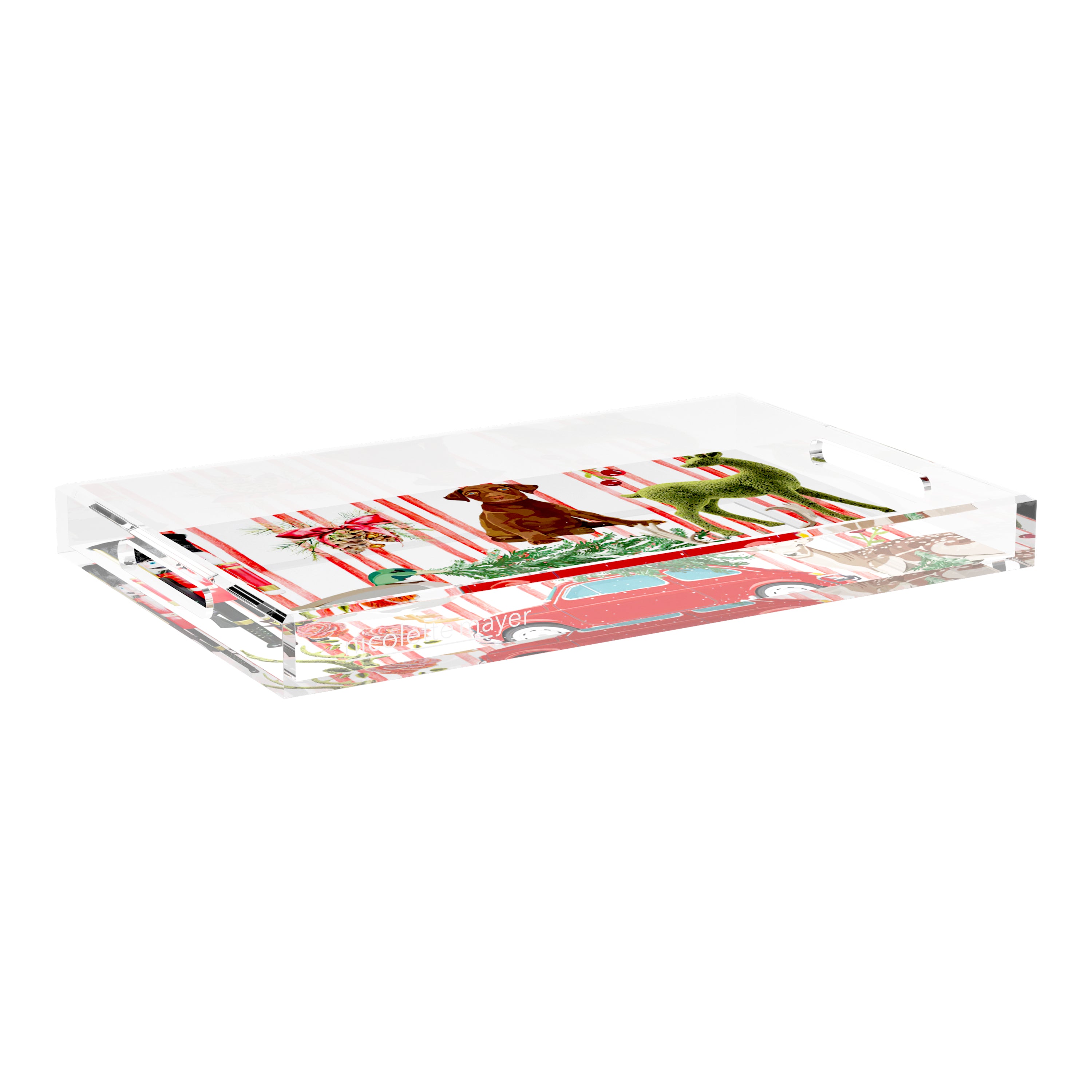 Ultimate Christmas Stripe 22.5X14.5 Acrylic Tray - nicolettemayer.com