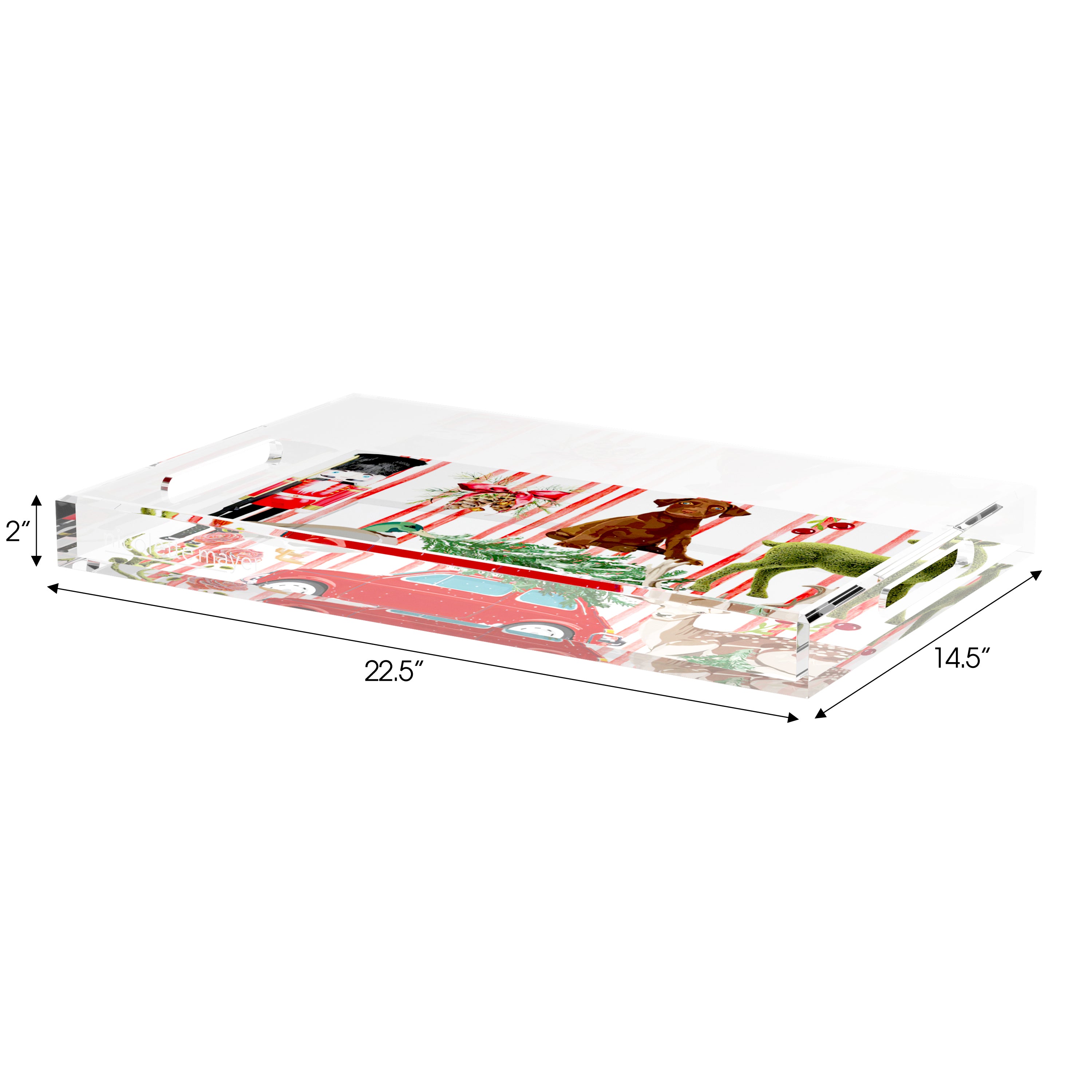 Ultimate Christmas Stripe 22.5X14.5 Acrylic Tray - nicolettemayer.com