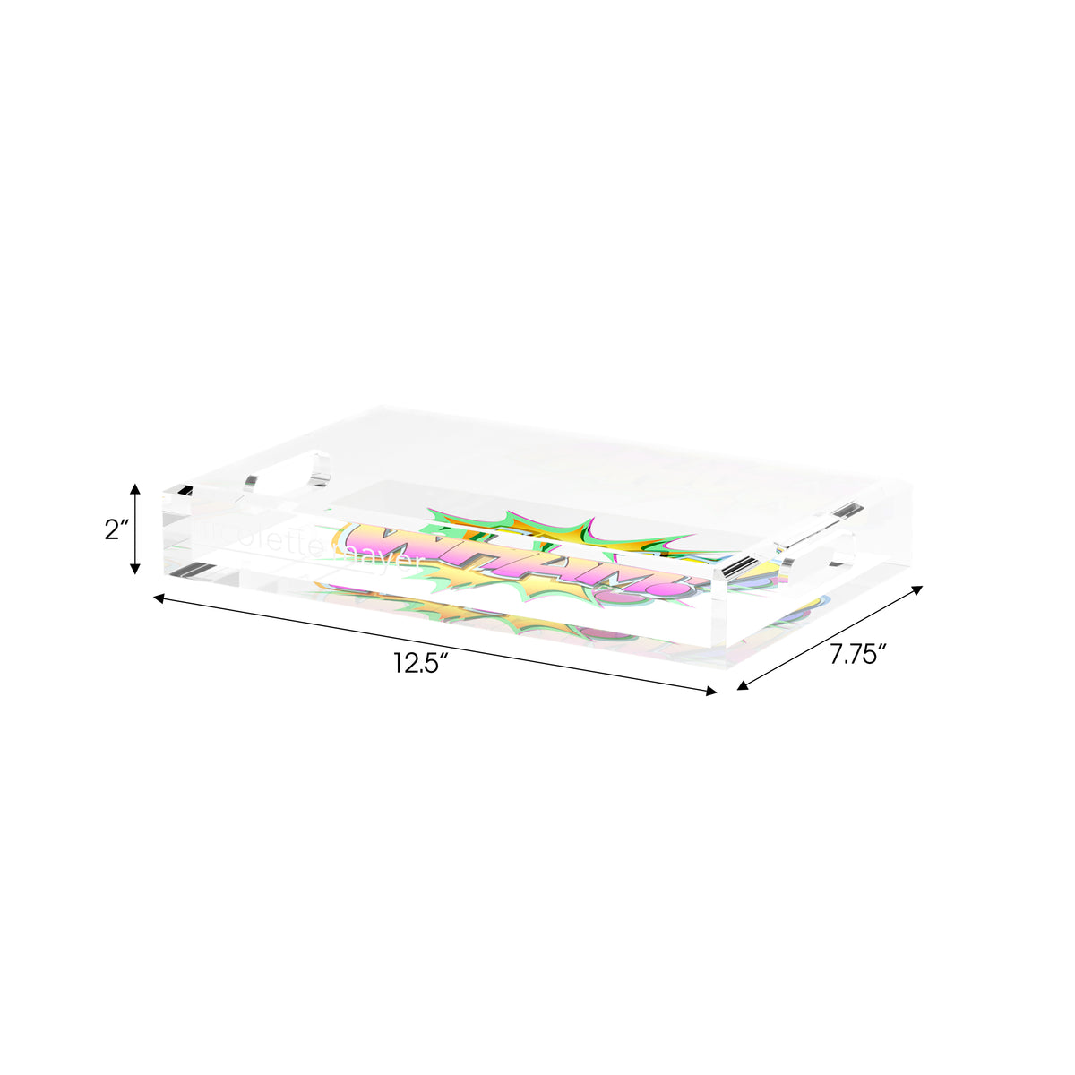 Wham Yellow Pink Acrylic Decorative Tray, 12.5 x 7.75 in. by Nicolette Mayer