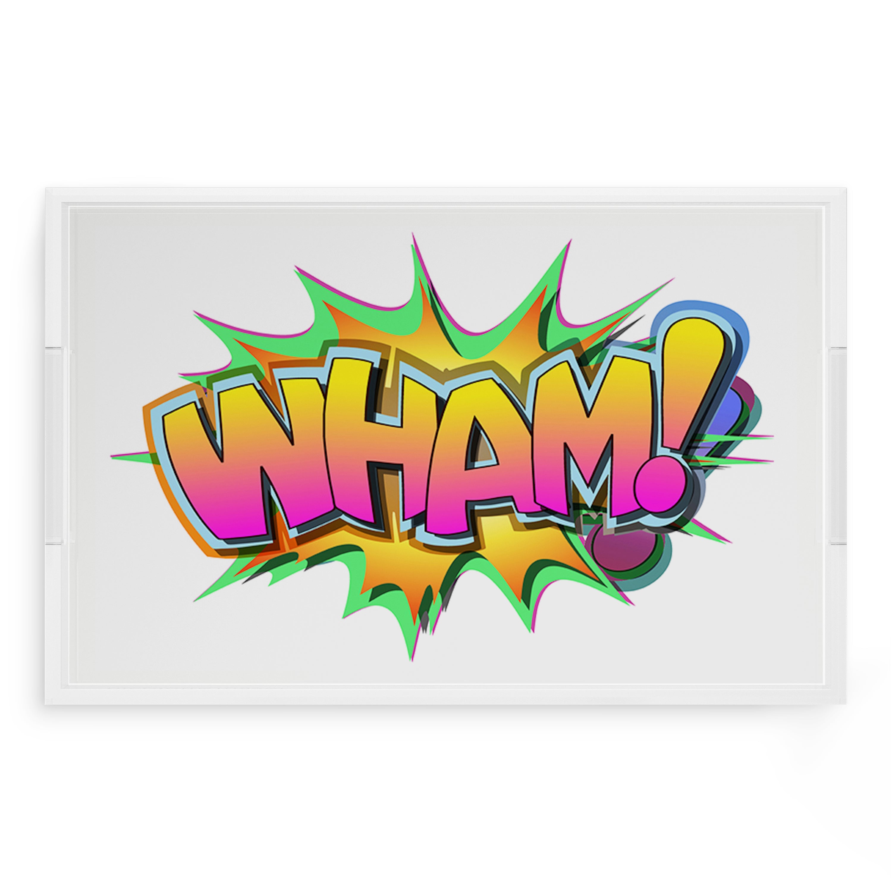 Wham Yellow Pink Graffiti Street Art 22.5X14.5 Acrylic Tray - nicolettemayer.com