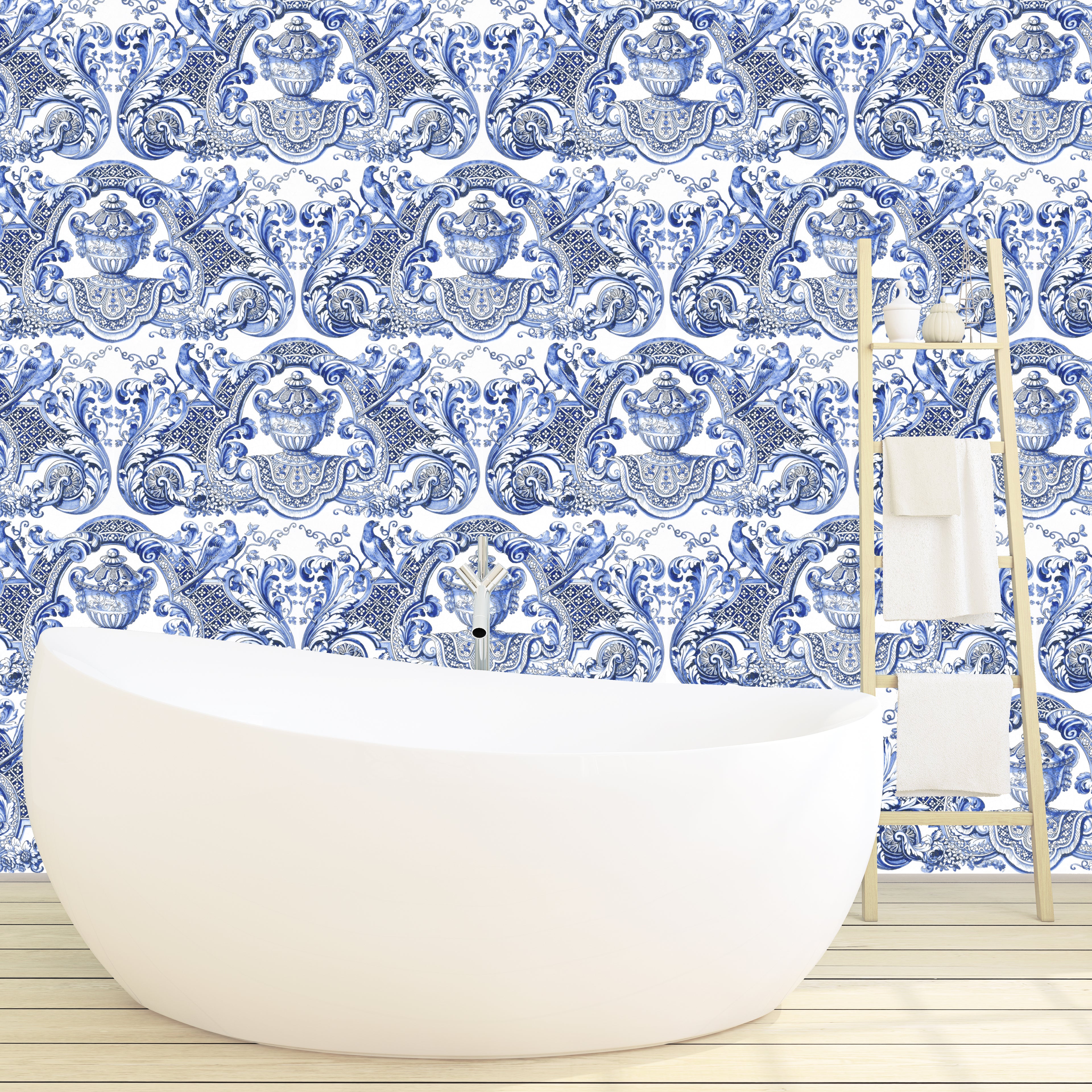 William & Mary Blaue Tapete