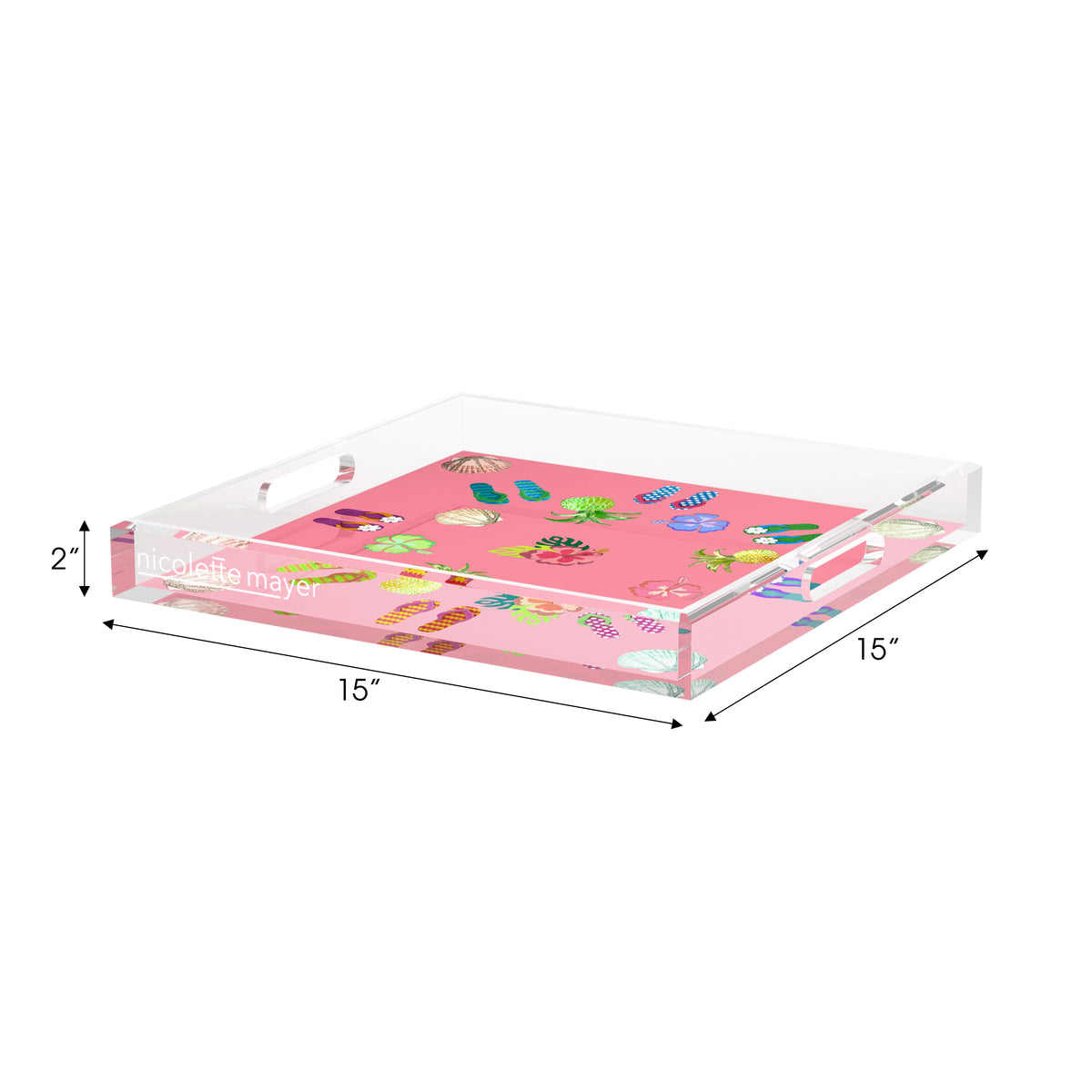 Winter in Florida Pink Acrylic Decorative Tray, 15 x 15 in. by Nicolette Mayer