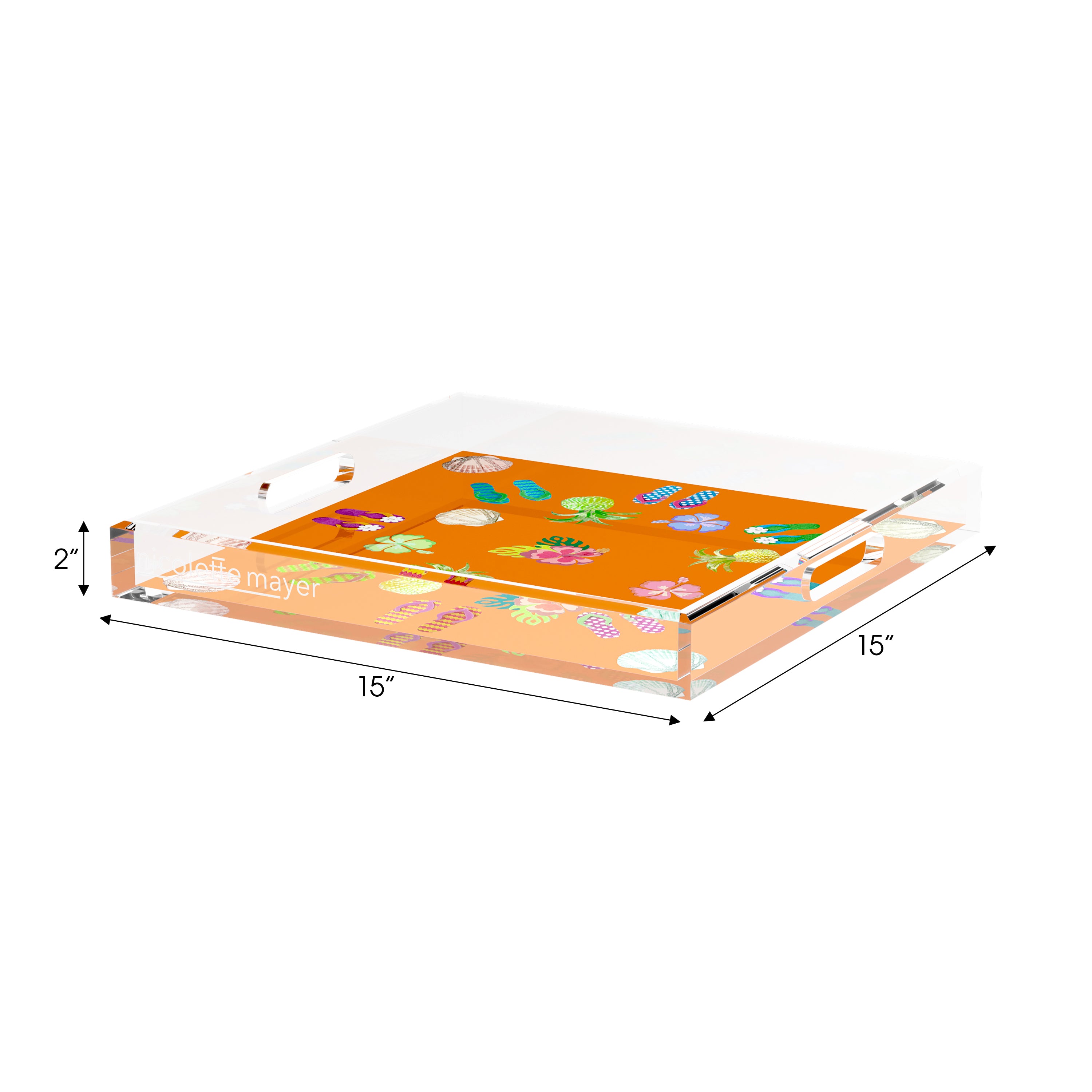 Winter in Florida Orange 15X15 Acrylic Tray - nicolettemayer.com
