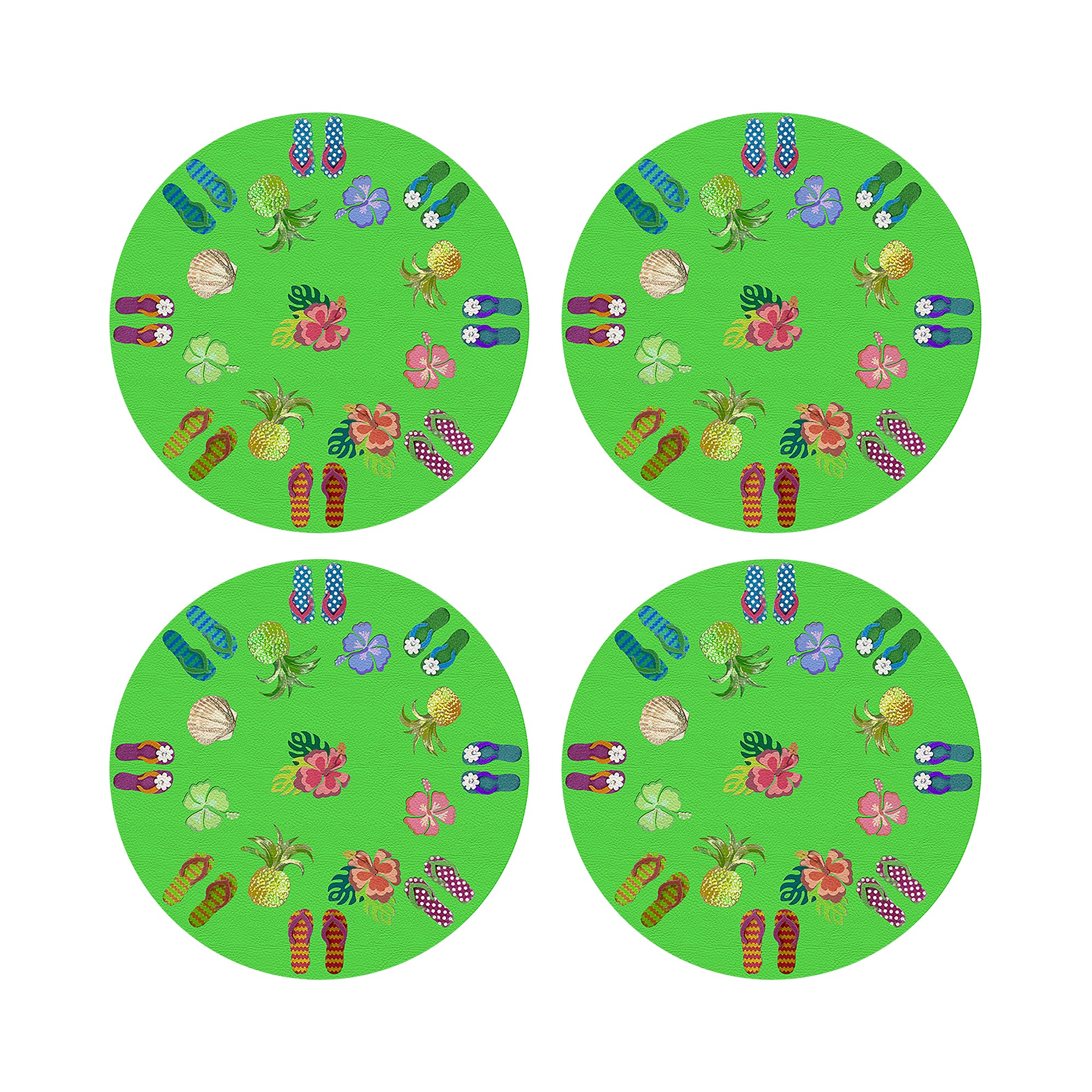 Winter In Florida Bright Green 16" Round Pebble Placemat Set of 4 - nicolettemayer.com