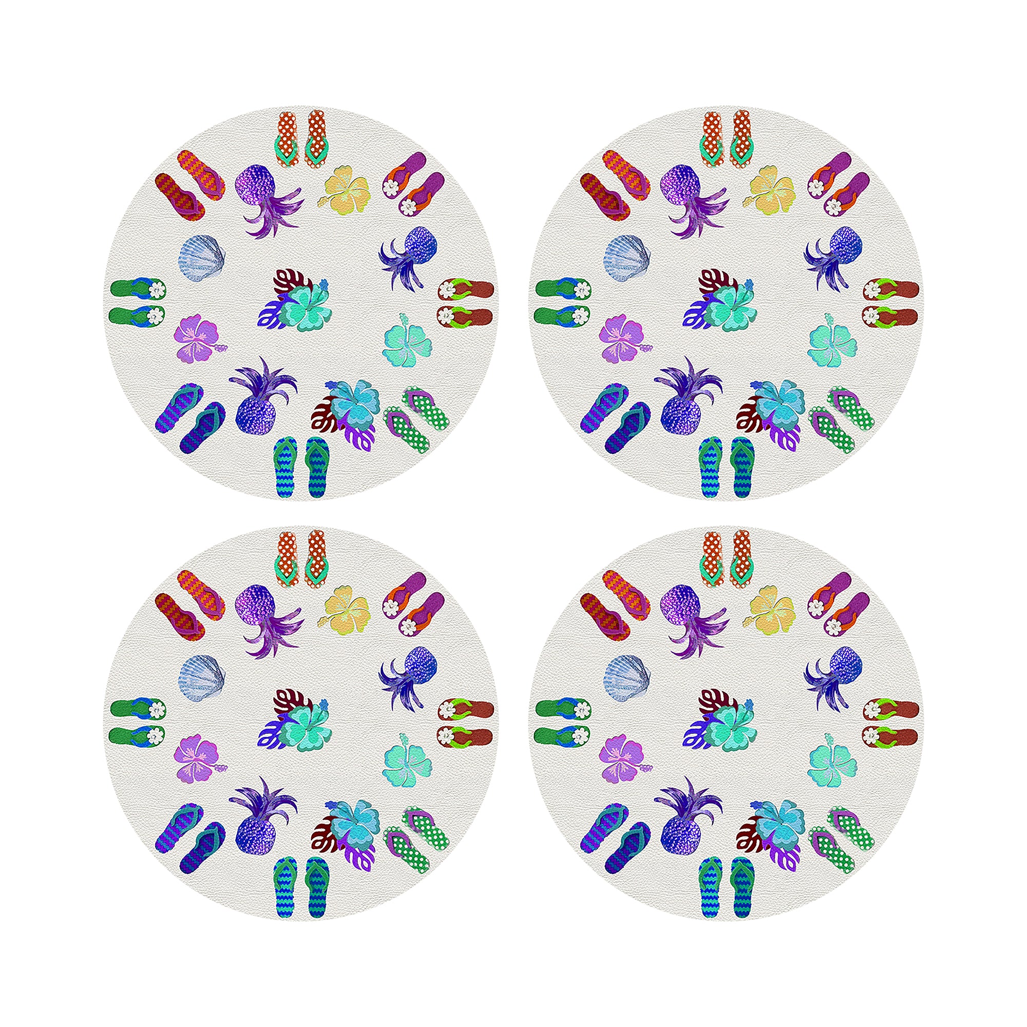 Winter In Florida Colorful 16" Round Pebble Placemats, Set of 4 - nicolettemayer.com