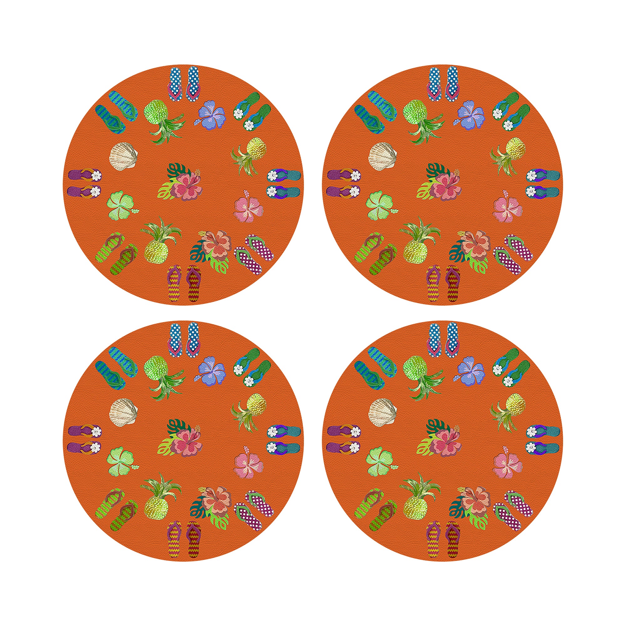 Winter In Florida Orange 16" Round Pebble Placemats, Set of 4 - nicolettemayer.com