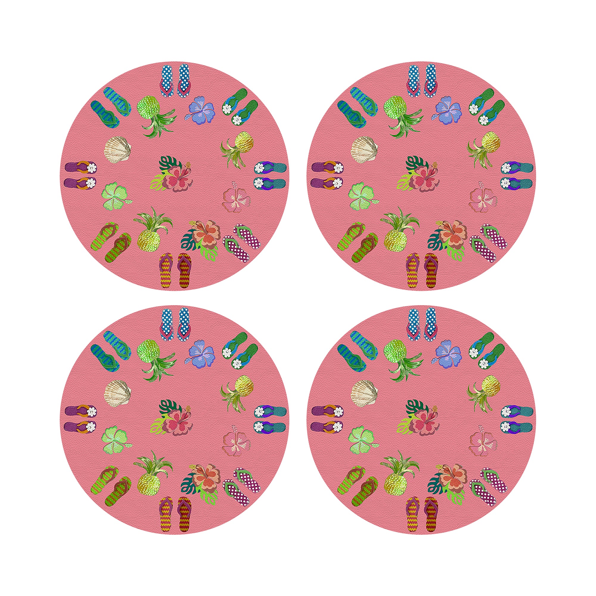 Winter In Florida Pink 16" Round Pebble Placemats, Set of 4 - nicolettemayer.com