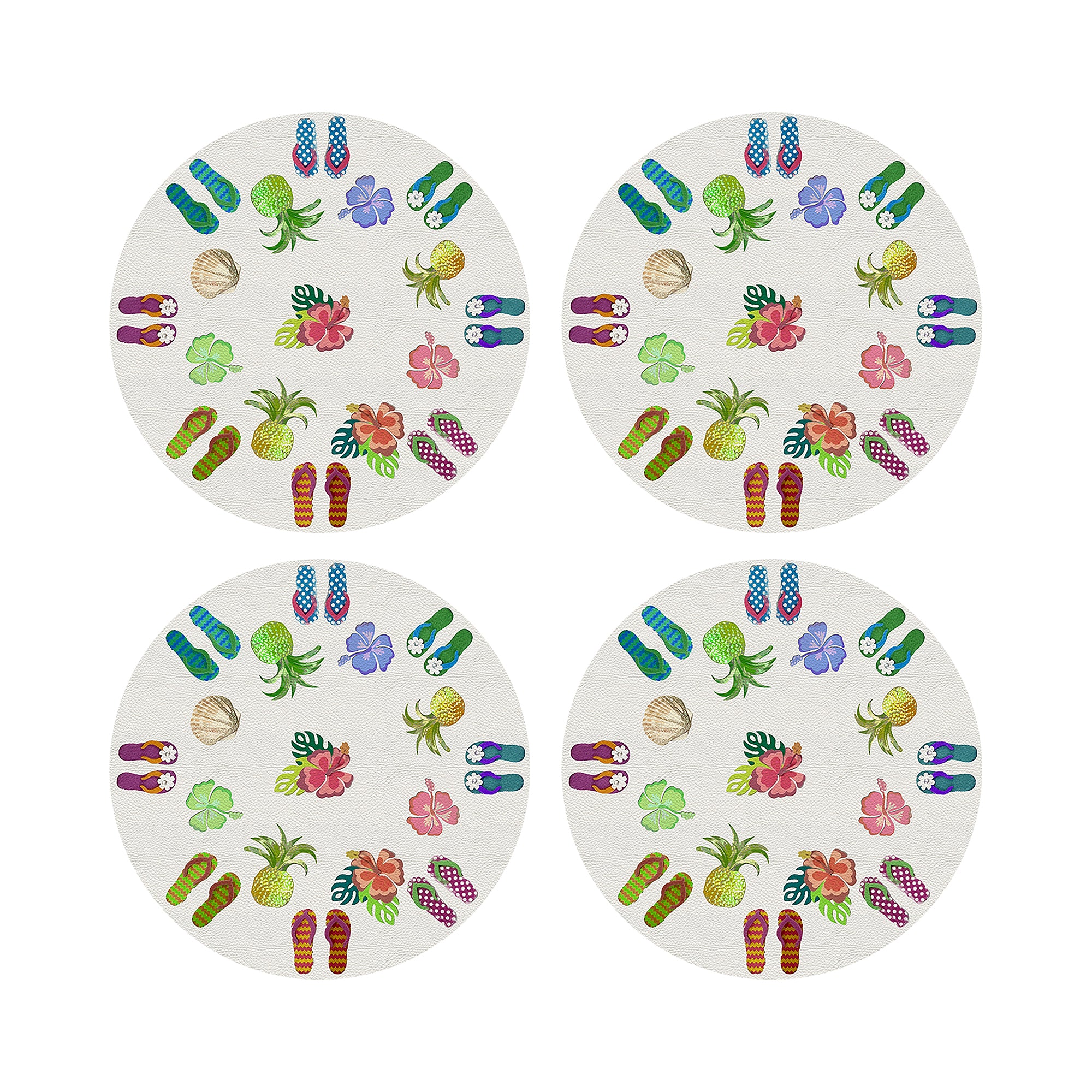 Winter In Florida White 16" Round Pebble Placemats, Set of 4 - nicolettemayer.com