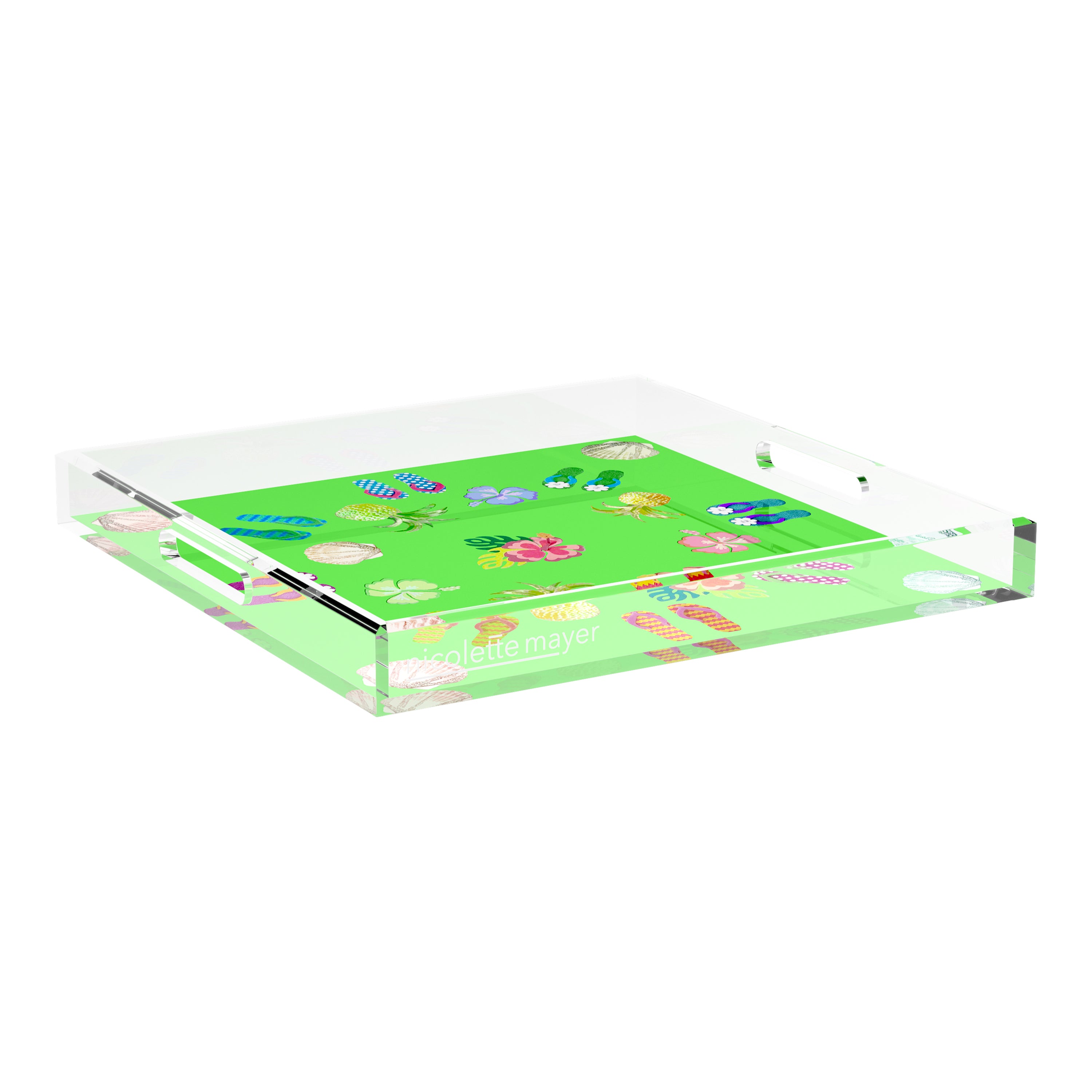 Winter in Florida Bright Green 18X18 Acrylic Tray - nicolettemayer.com