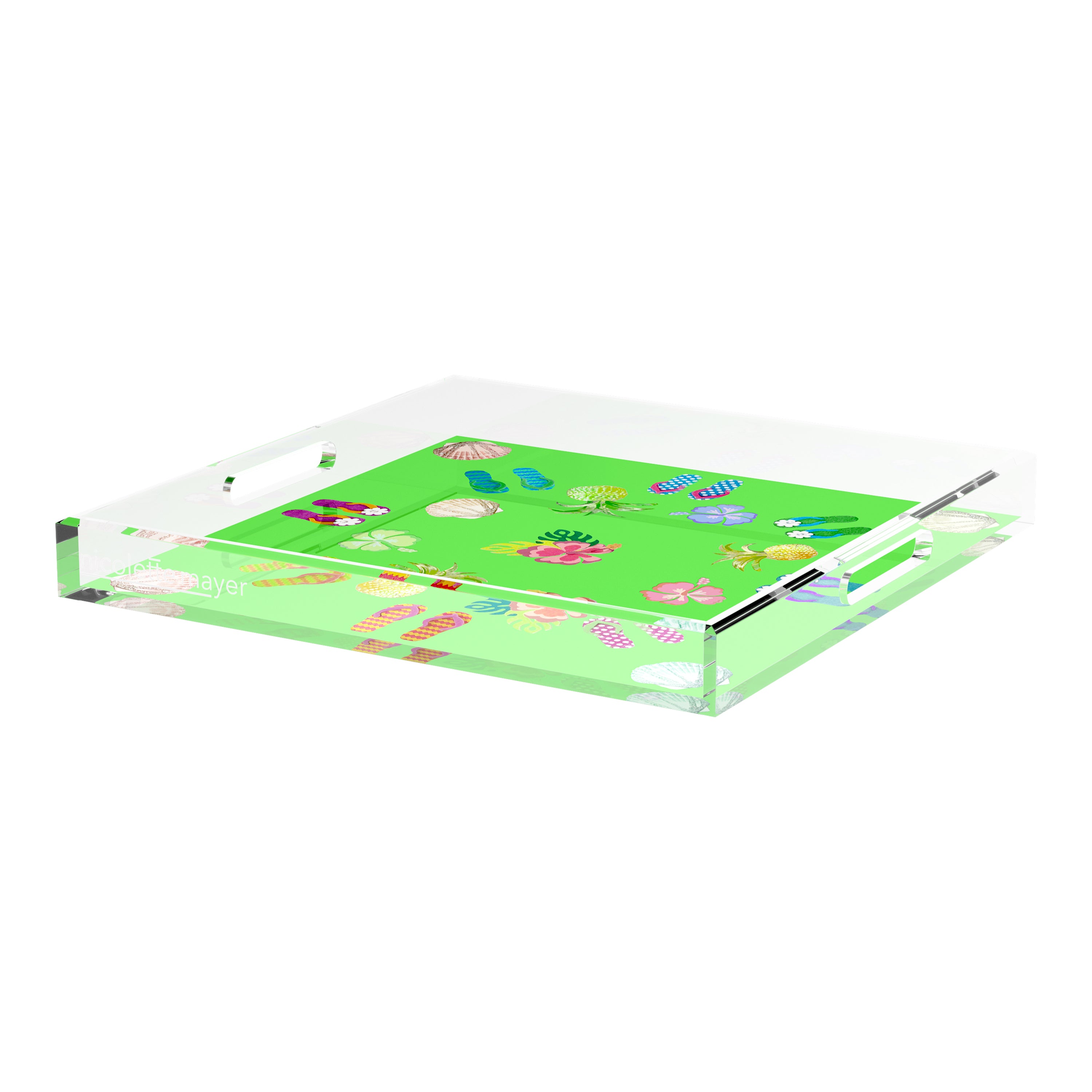 Winter in Florida Bright Green 18X18 Acrylic Tray - nicolettemayer.com