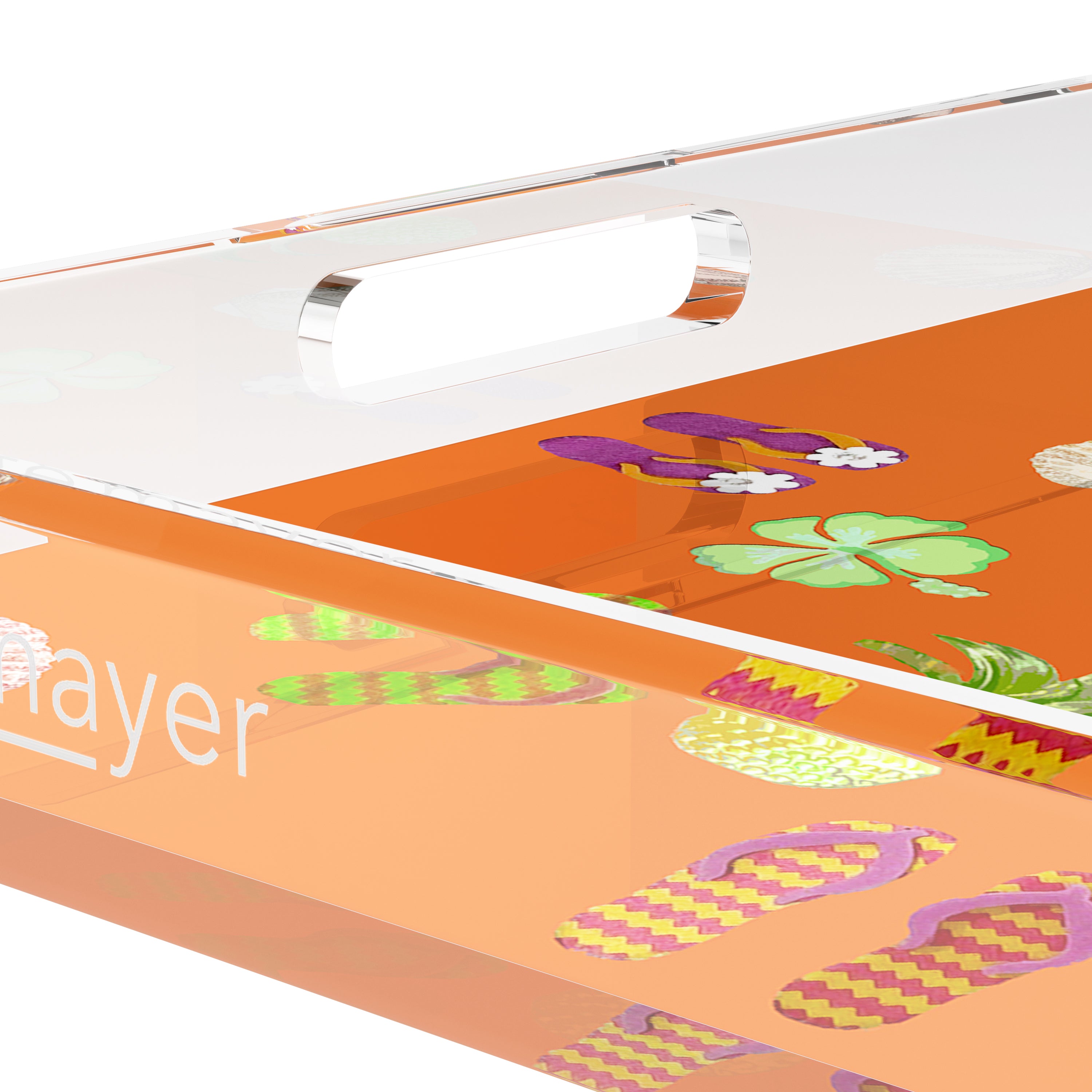 Winter in Florida Orange 18X18 Acrylic Tray - nicolettemayer.com