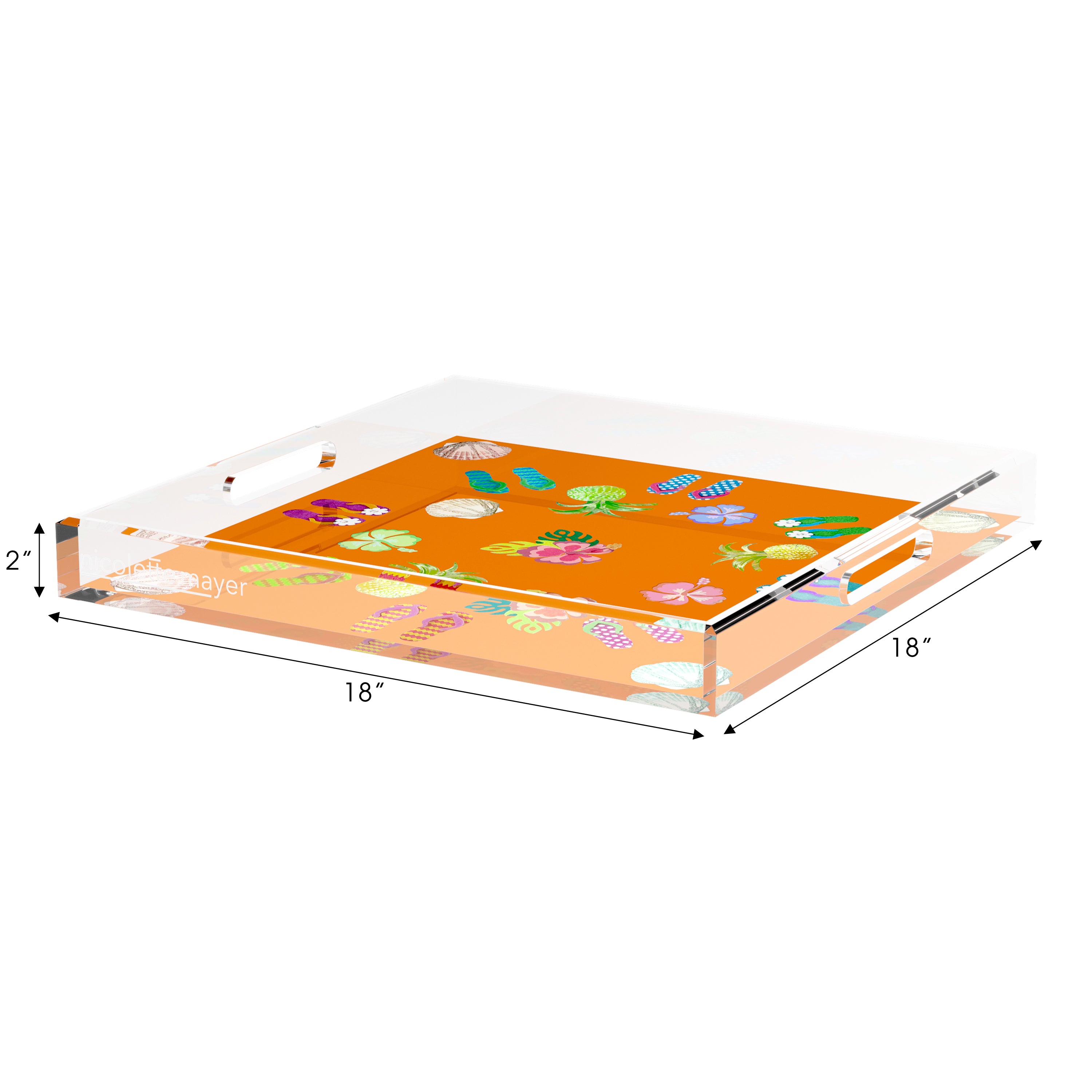 Winter in Florida Orange 18X18 Acrylic Tray - nicolettemayer.com