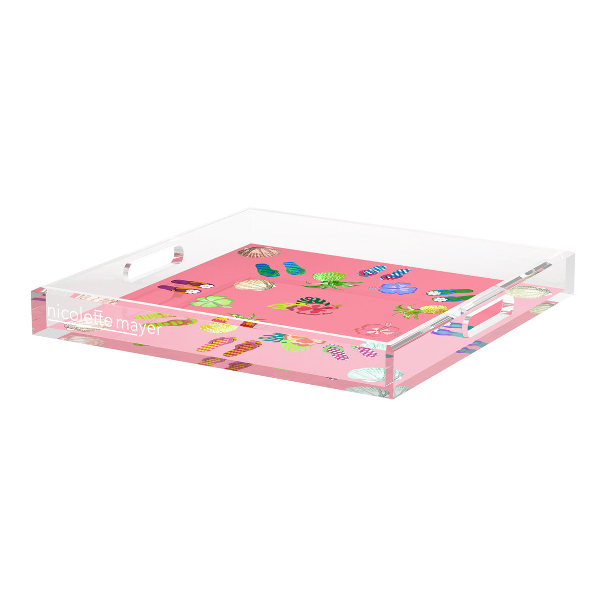 Winter in Florida Pink Acrylic Decorative Tray, 18 x 18 in. by Nicolette Mayer