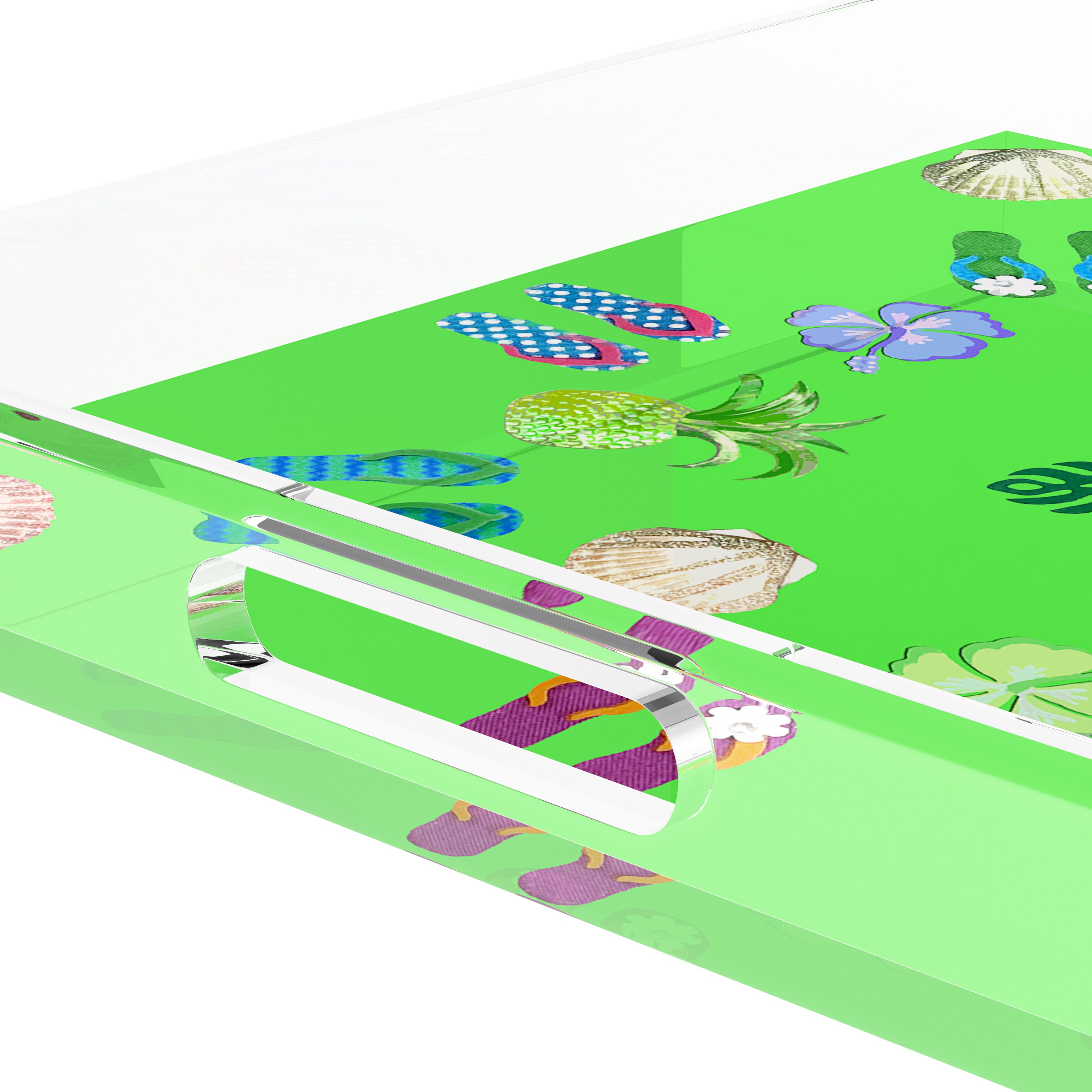 Winter in Florida Bright Green 15X15 Acrylic Tray - nicolettemayer.com