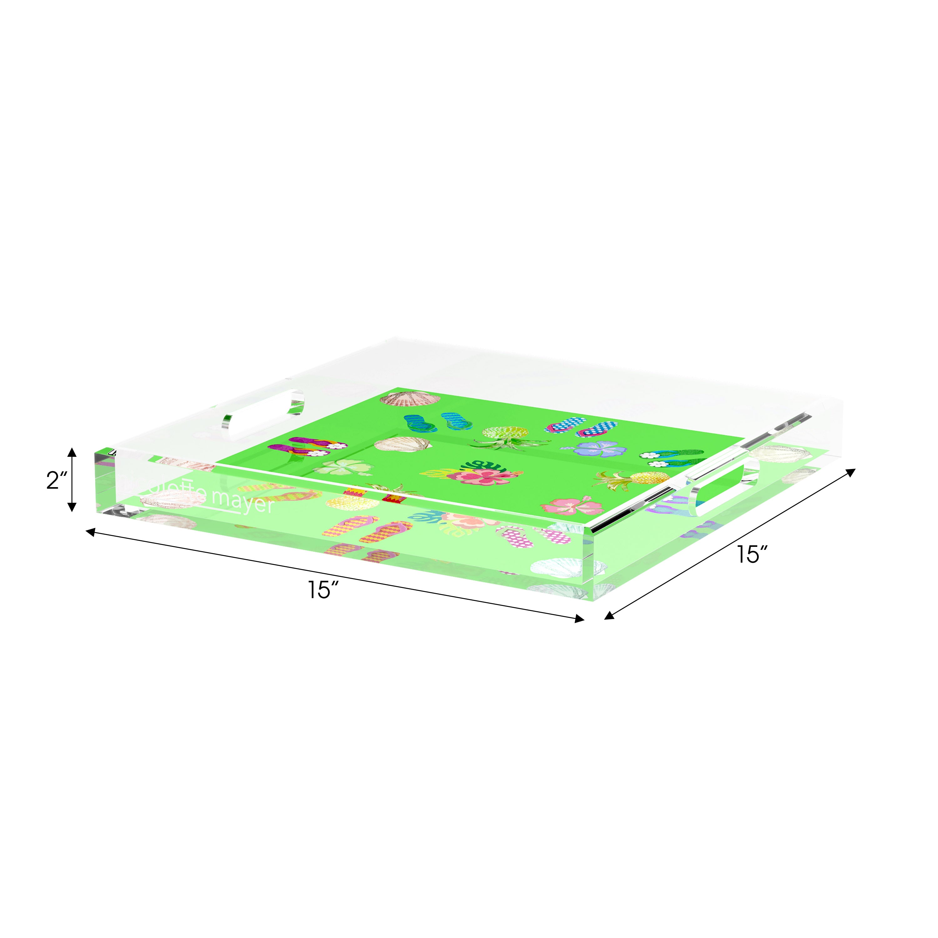 Winter in Florida Bright Green 15X15 Acrylic Tray - nicolettemayer.com