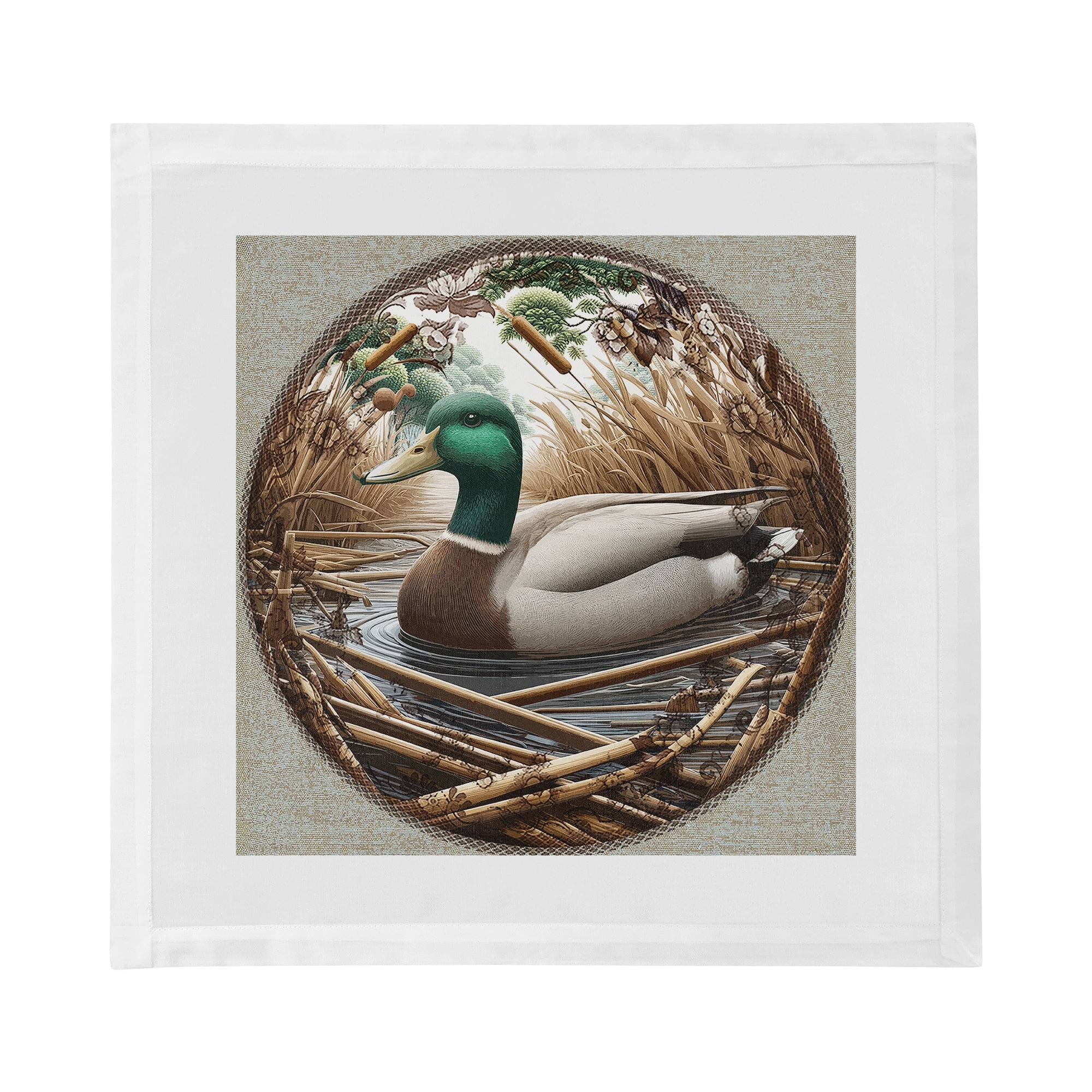 Woodland Mallard Duck Cotton Sateen Dinner Napkins