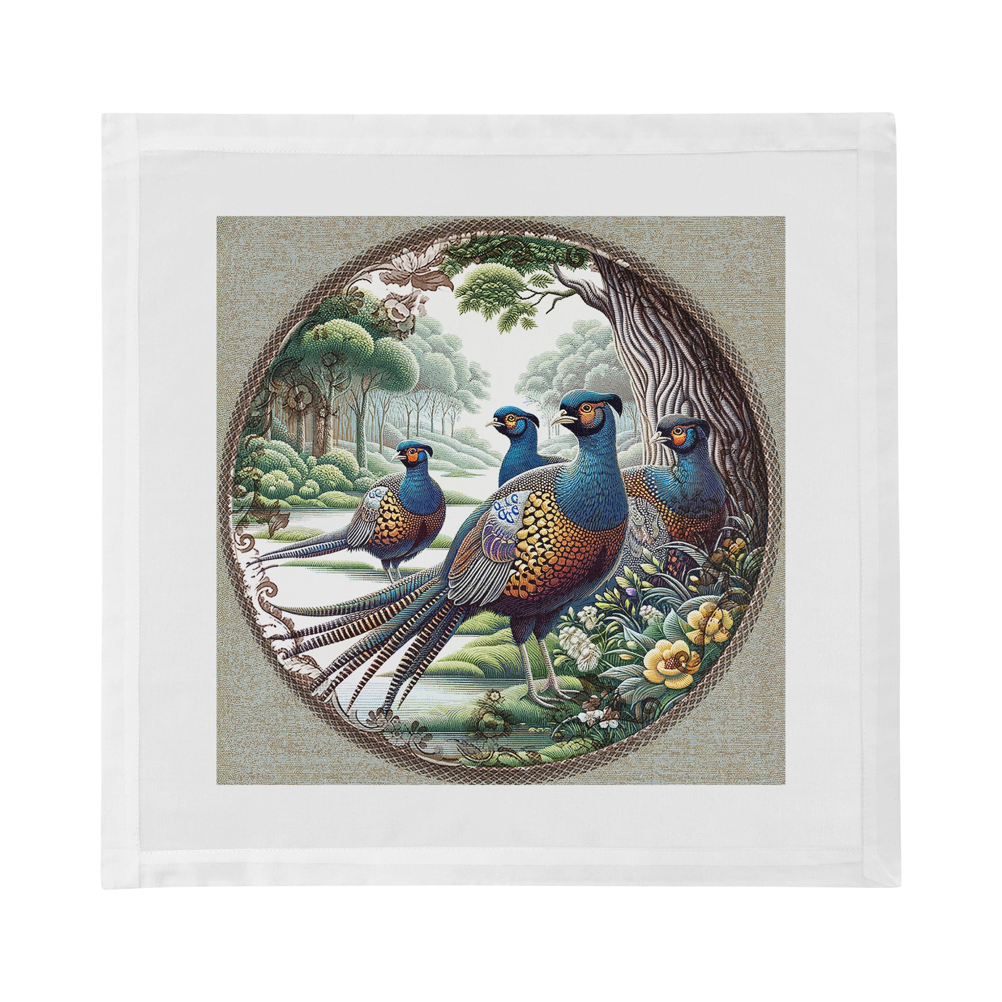 Woodland Pheasant Cotton Sateen Dinner Napkins