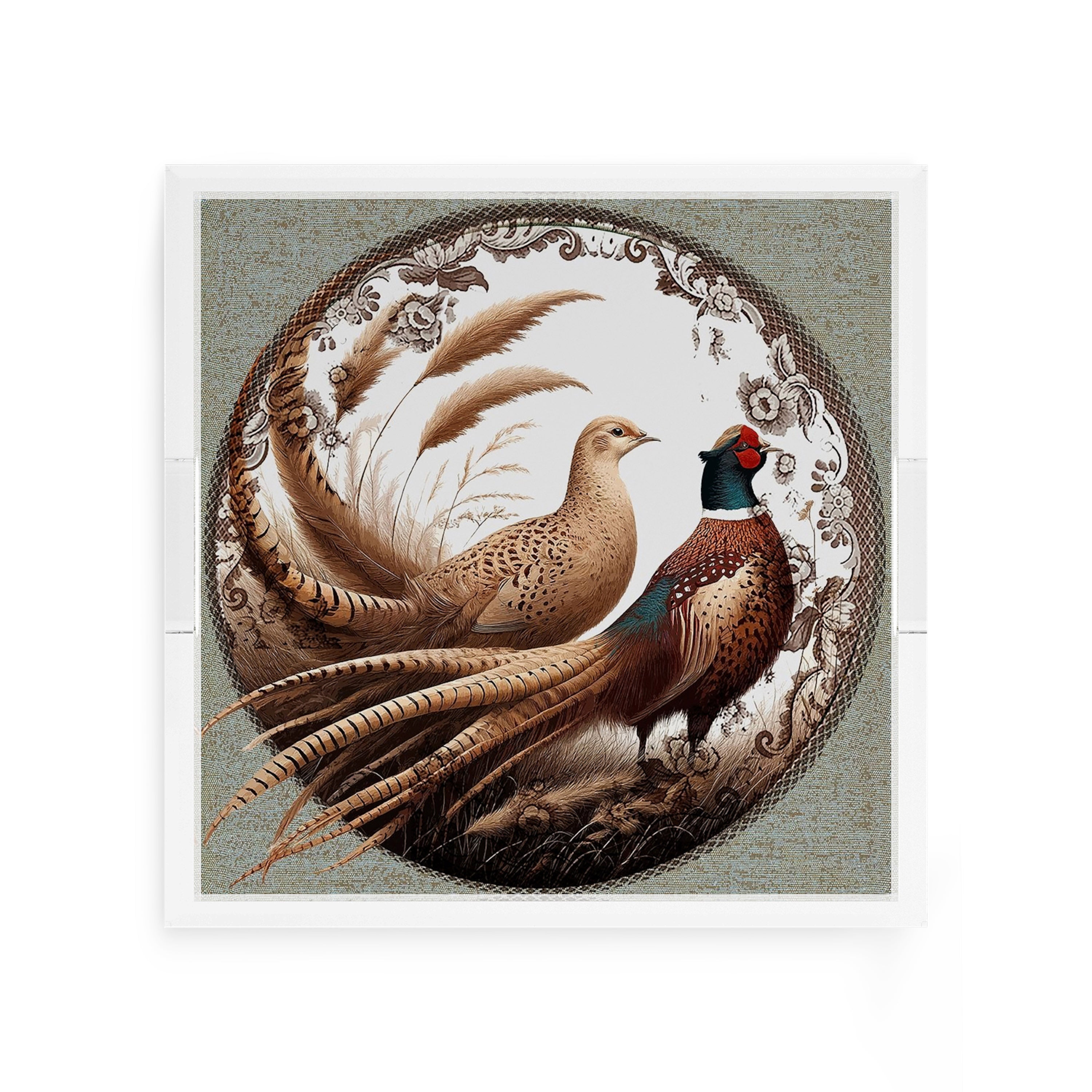 Woodland Pheasant Partners 12X12 Acrylic Tray - nicolettemayer.com
