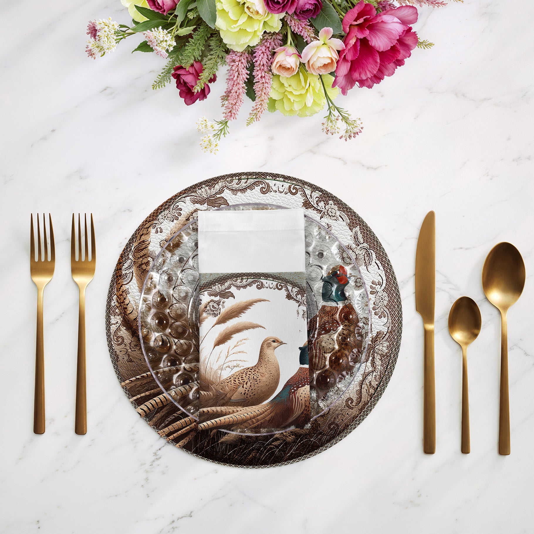 Woodland Pheasant Partners Cotton Sateen Dinner Napkins