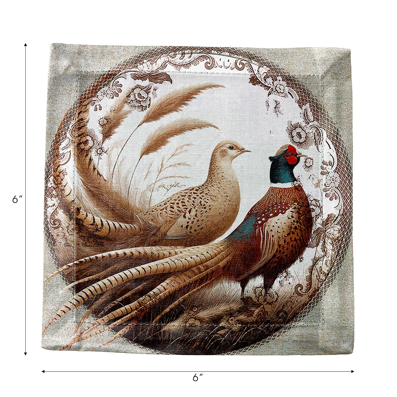 Woodland Pheasant Partners Cotton Sateen Cocktail Napkins