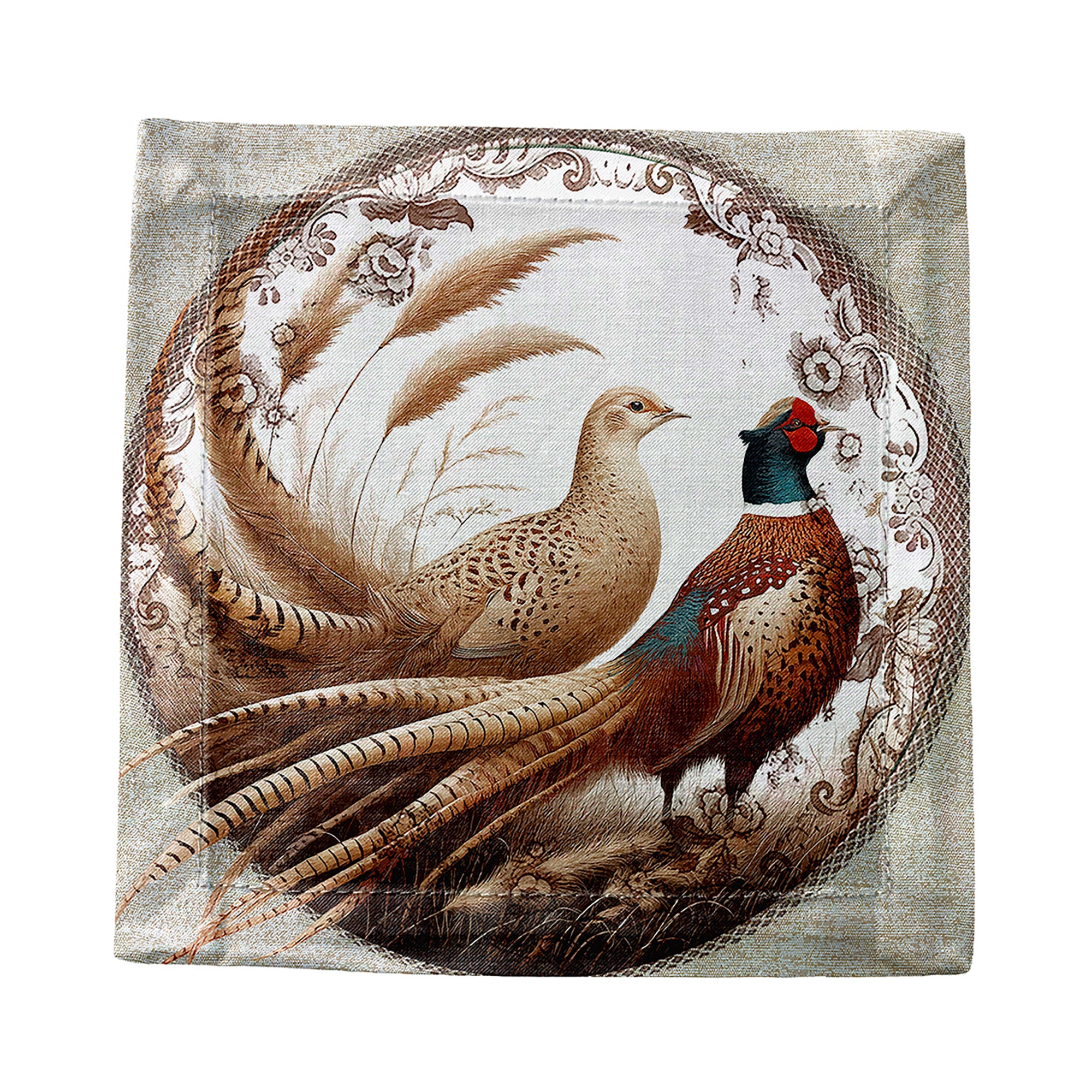 Woodland Pheasant Partners Cotton Sateen Cocktail Napkins