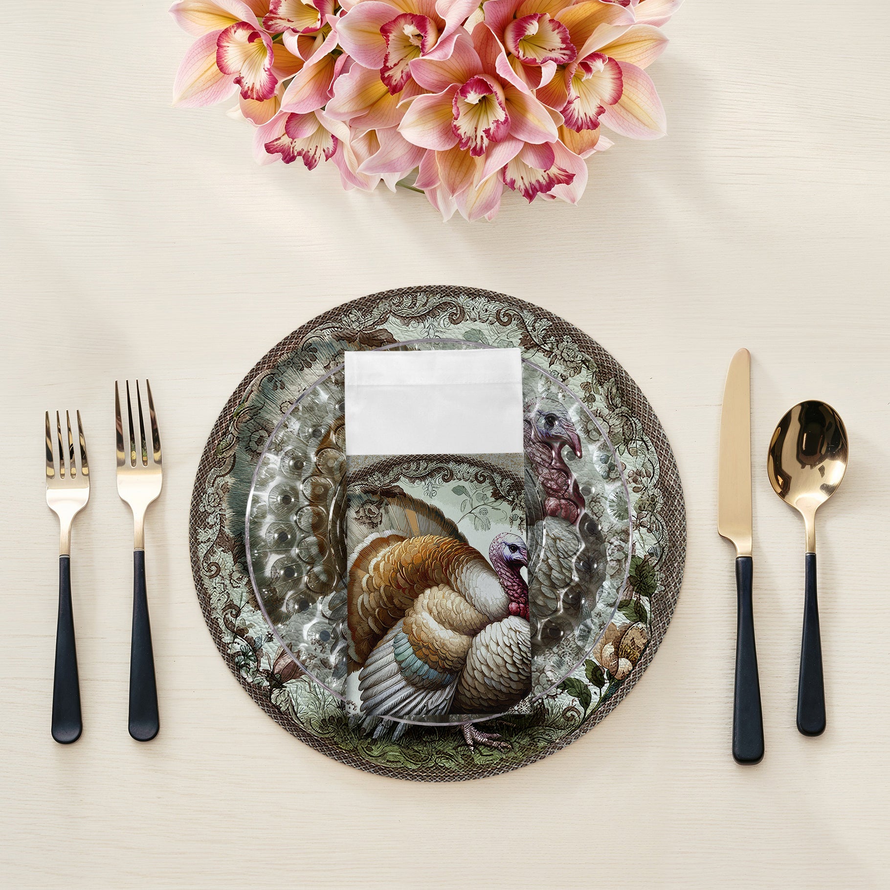 Woodland Turkey Cotton Sateen Dinner Napkins