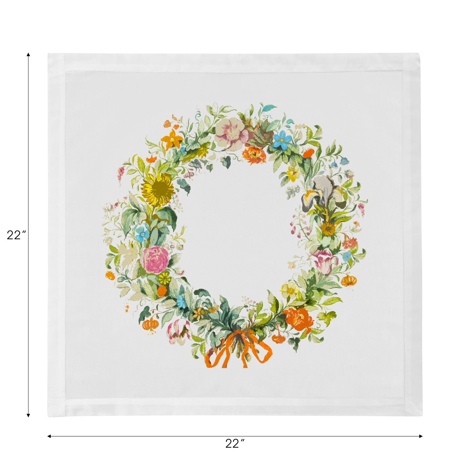 Servietten mit Kranzblumen, Gold, 55,9 x 55,9 cm, Hohlsaum, 4er-Set
