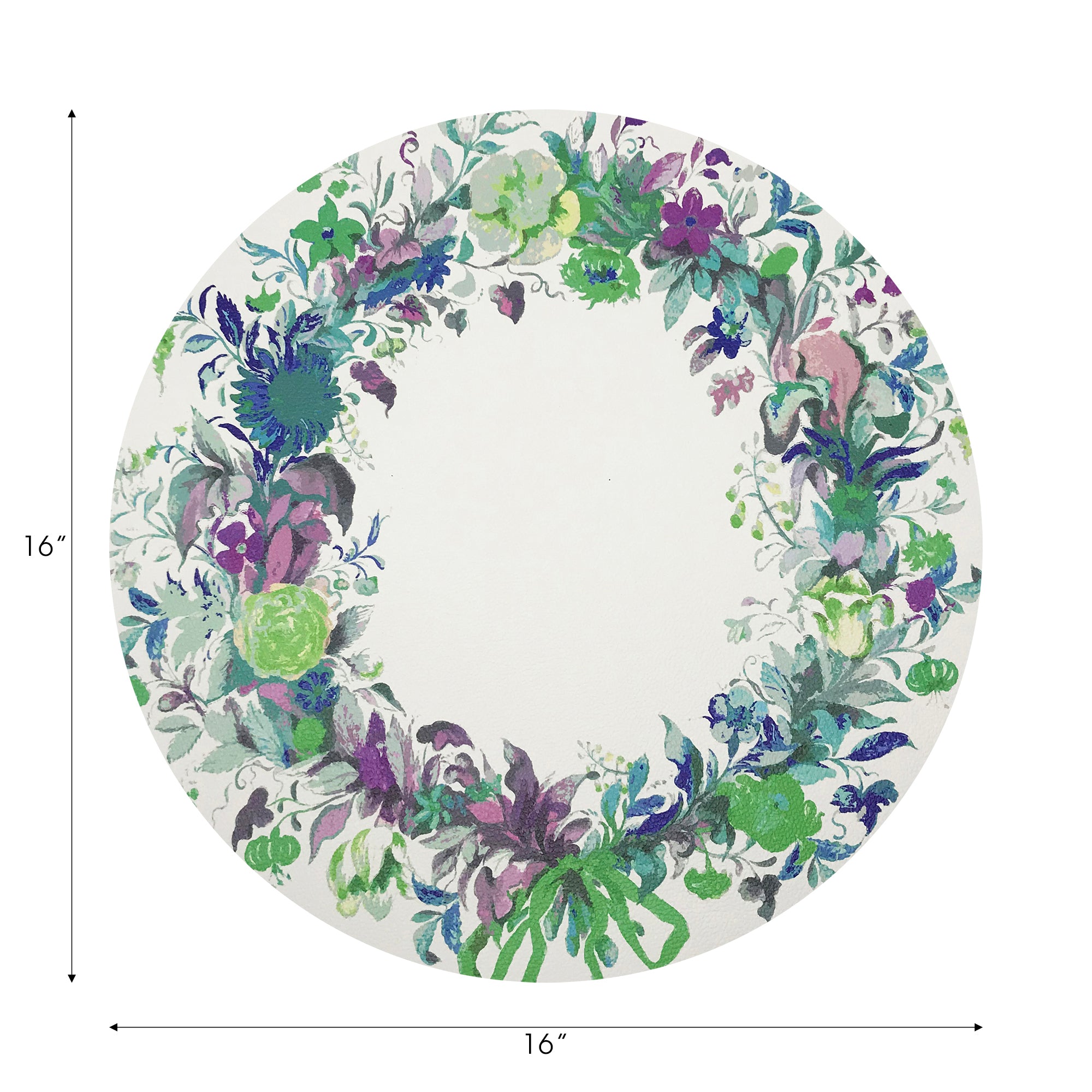 SET DE TABLE RONDS À GALETS, COURONNE DE FLEURS, BLEU, 16, LOT DE 4