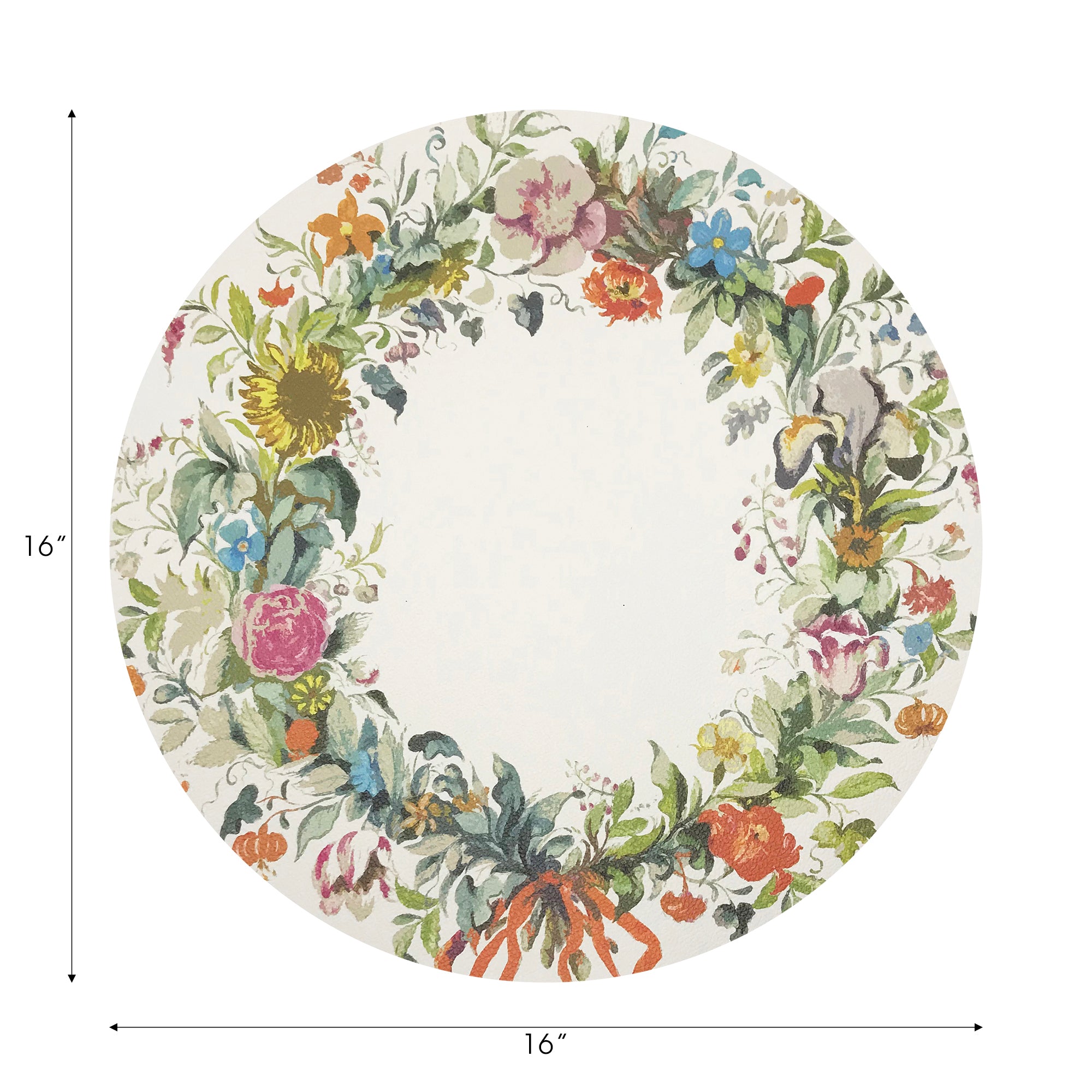 SET DE TABLE RONDS À GALETS, COURONNE DE FLEURS, OR, 16, LOT DE 4