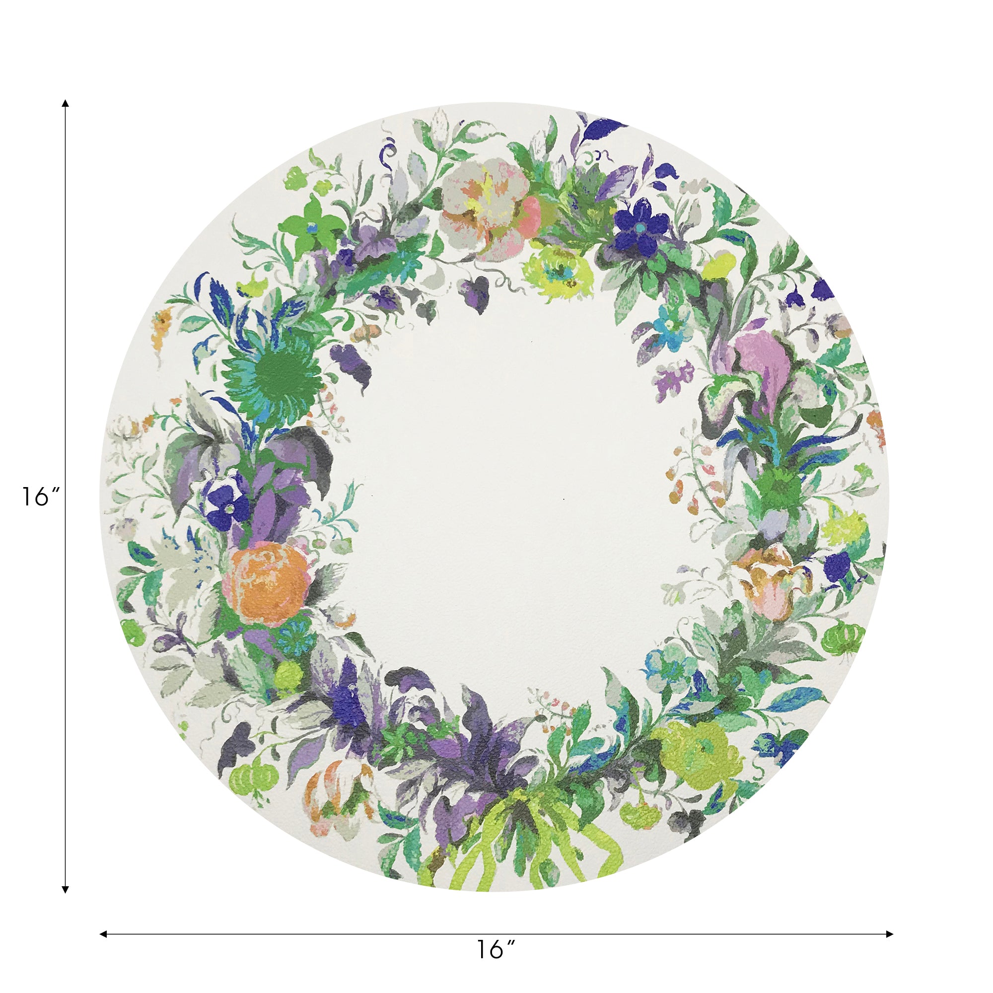 SET DE TABLE RONDS À GALETS, COURONNE DE FLEURS VERTES, LOT DE 4