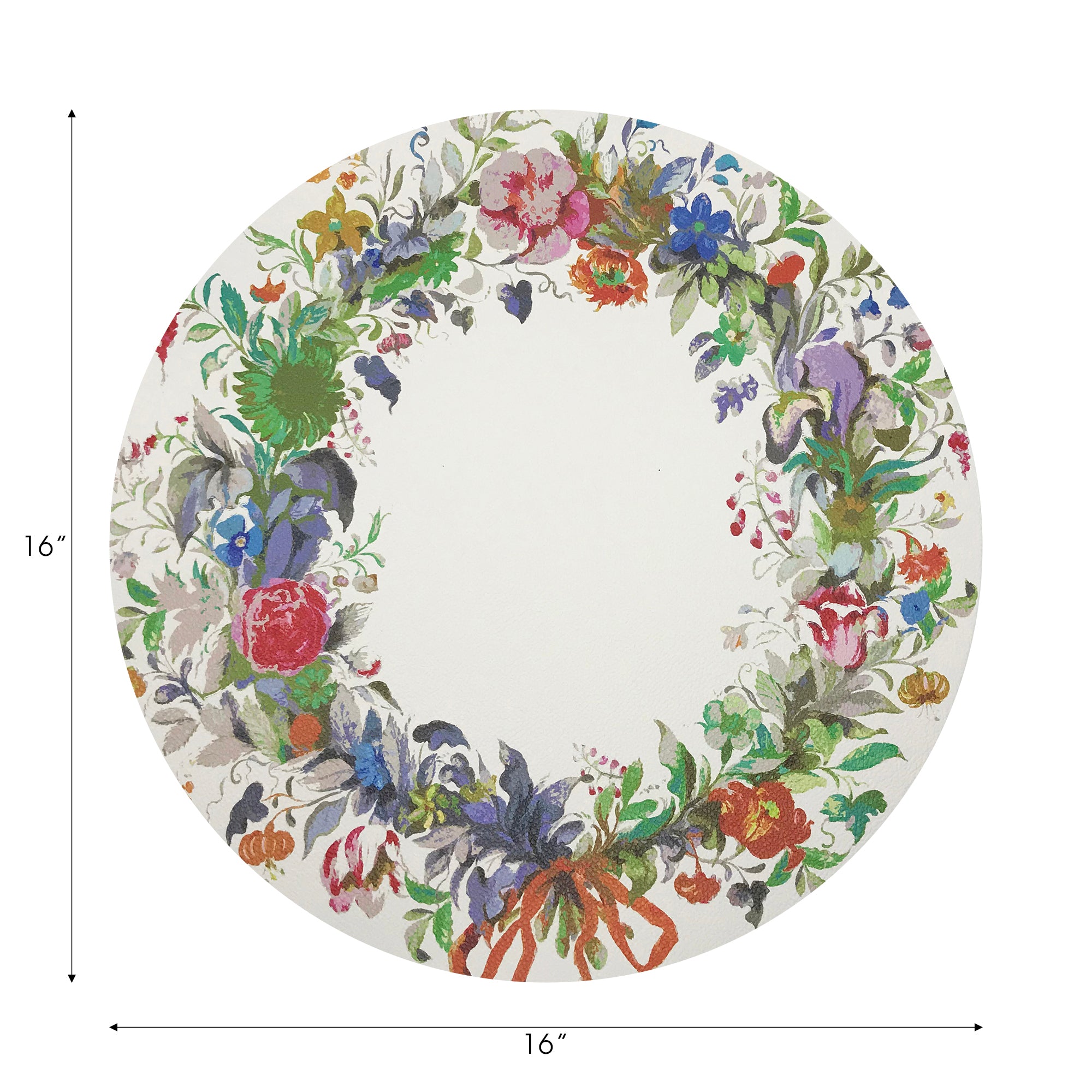 SET DE TABLE RONDS EN GALETS, COURONNE DE FLEURS, ORANGE, 16, LOT DE 4