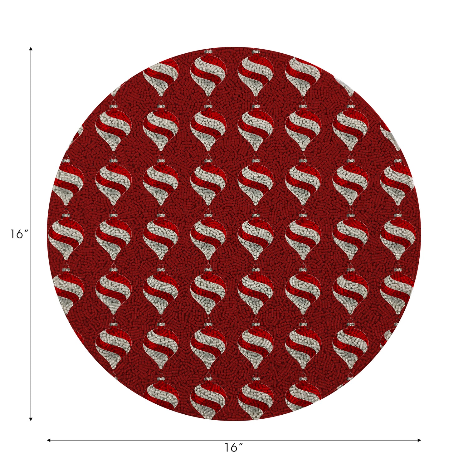 Xmas Ornament Red Round Beaded Placemat Smooth