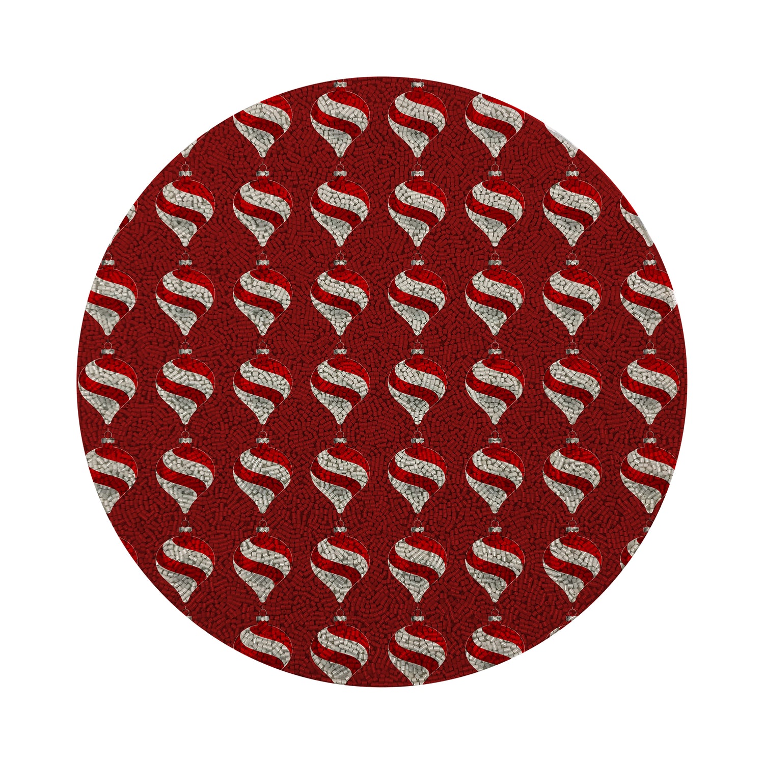 Xmas Ornament Red Round Beaded Placemat Smooth