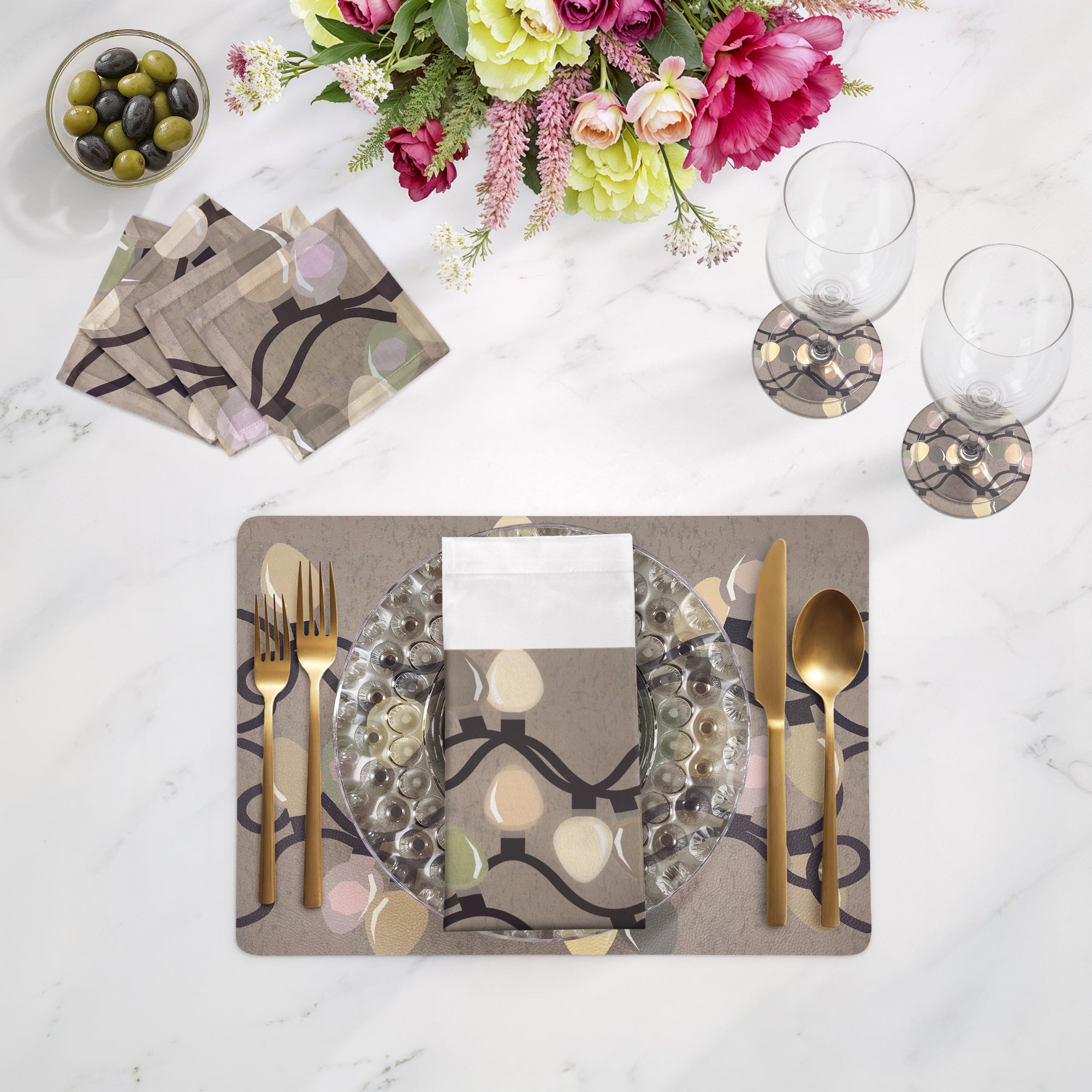 XMAS TANGLE NEUTRAL 17.5" Rectangle Pebble Placemat, Set Of 4 - nicolettemayer.com