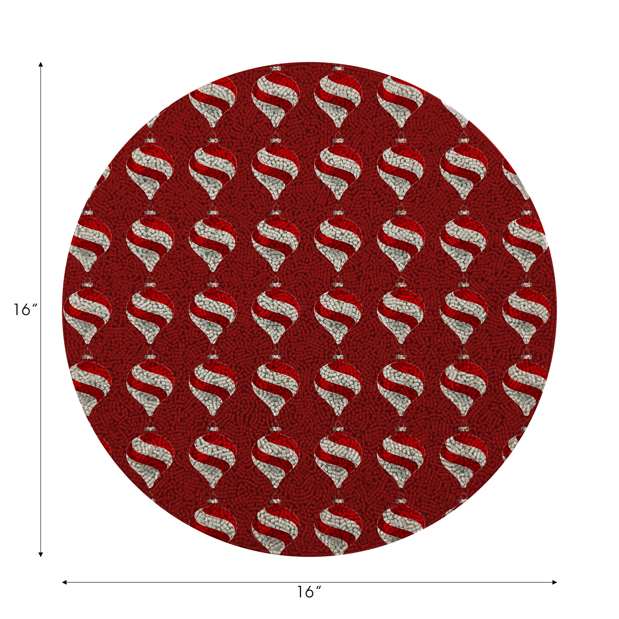 Lot de 4 sets de table ronds en galets rouges de 40 cm, décoration de Noël