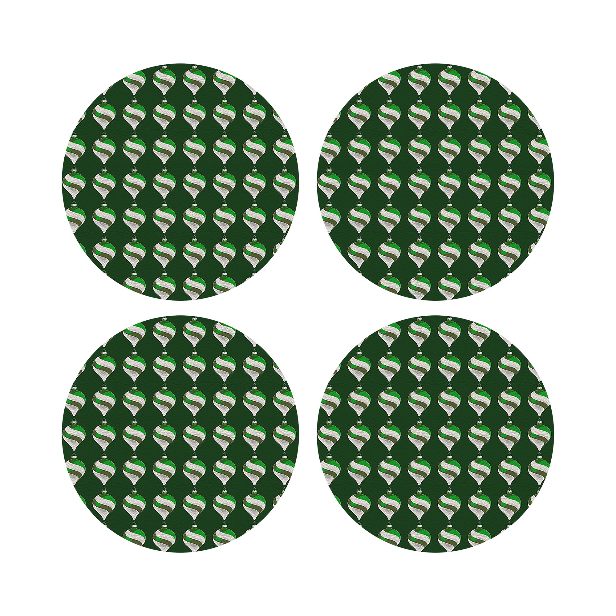 Xmas Ornament Green 16" Round Pebble Placemats, Set of 4 - nicolettemayer.com